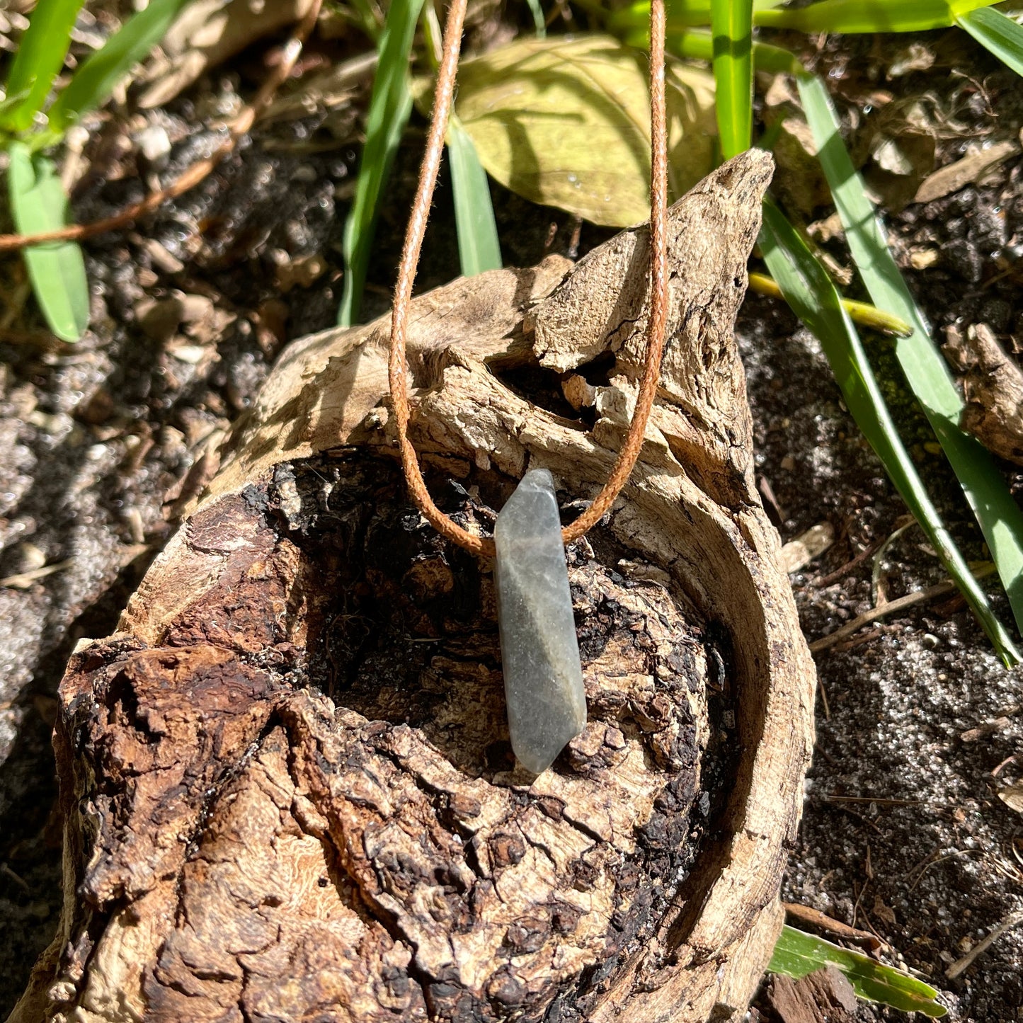 "Bonefish" Raw Labradorite Cotton Adjustable Necklace