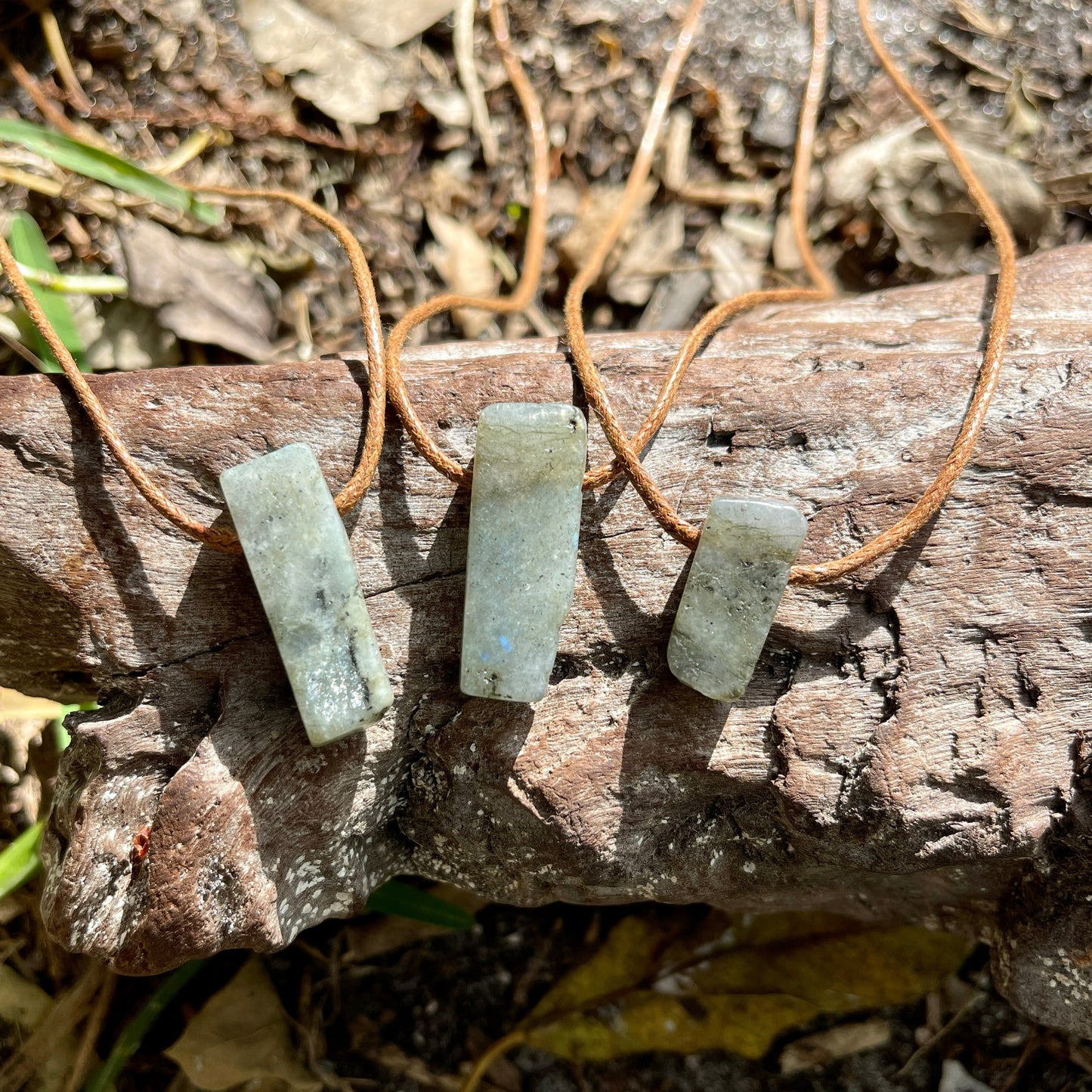 "Bonefish" Raw Labradorite Cotton Adjustable Necklace