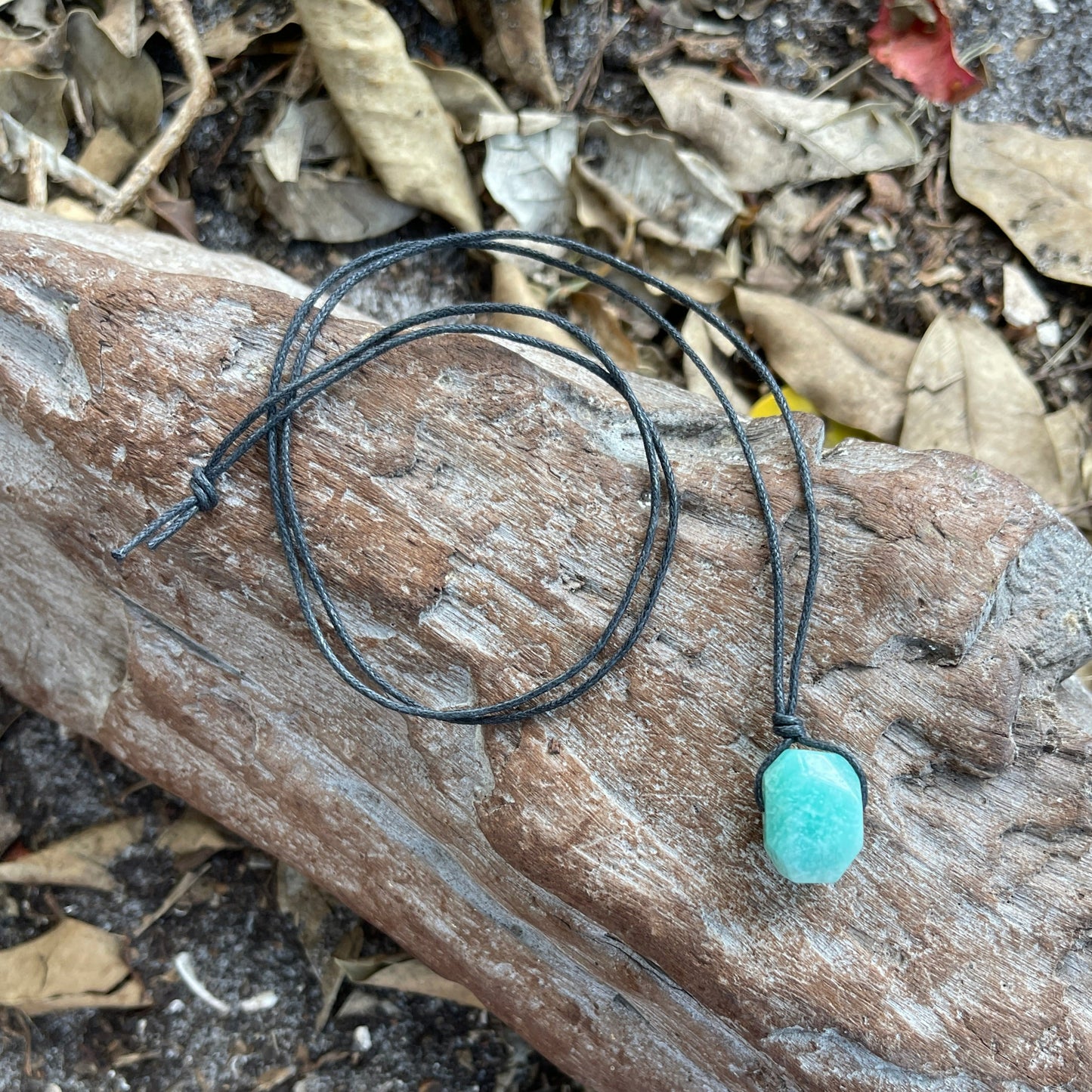 "Powerful" Peruvian Amazonite Chunk Cotton Necklace