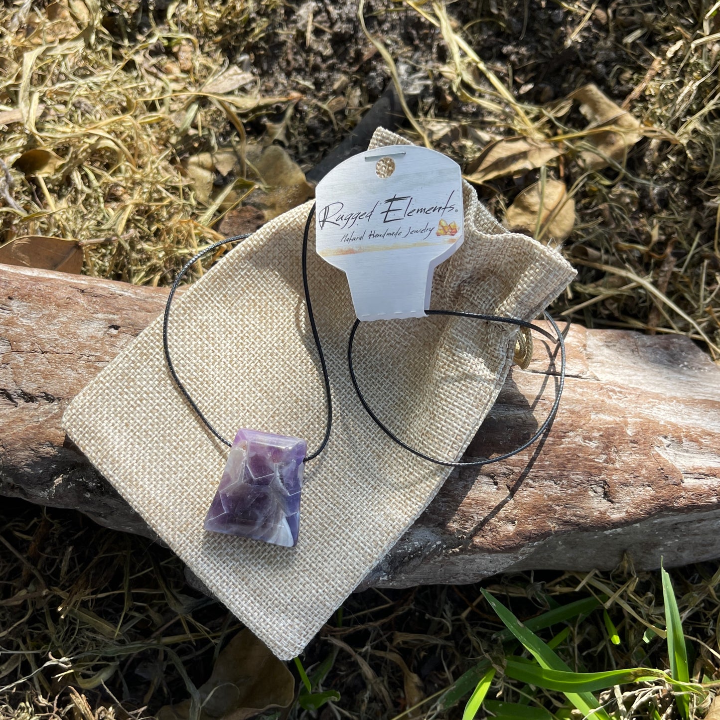 "Grape Hyacinth" Purple Chevron Amethyst Pendant Necklace