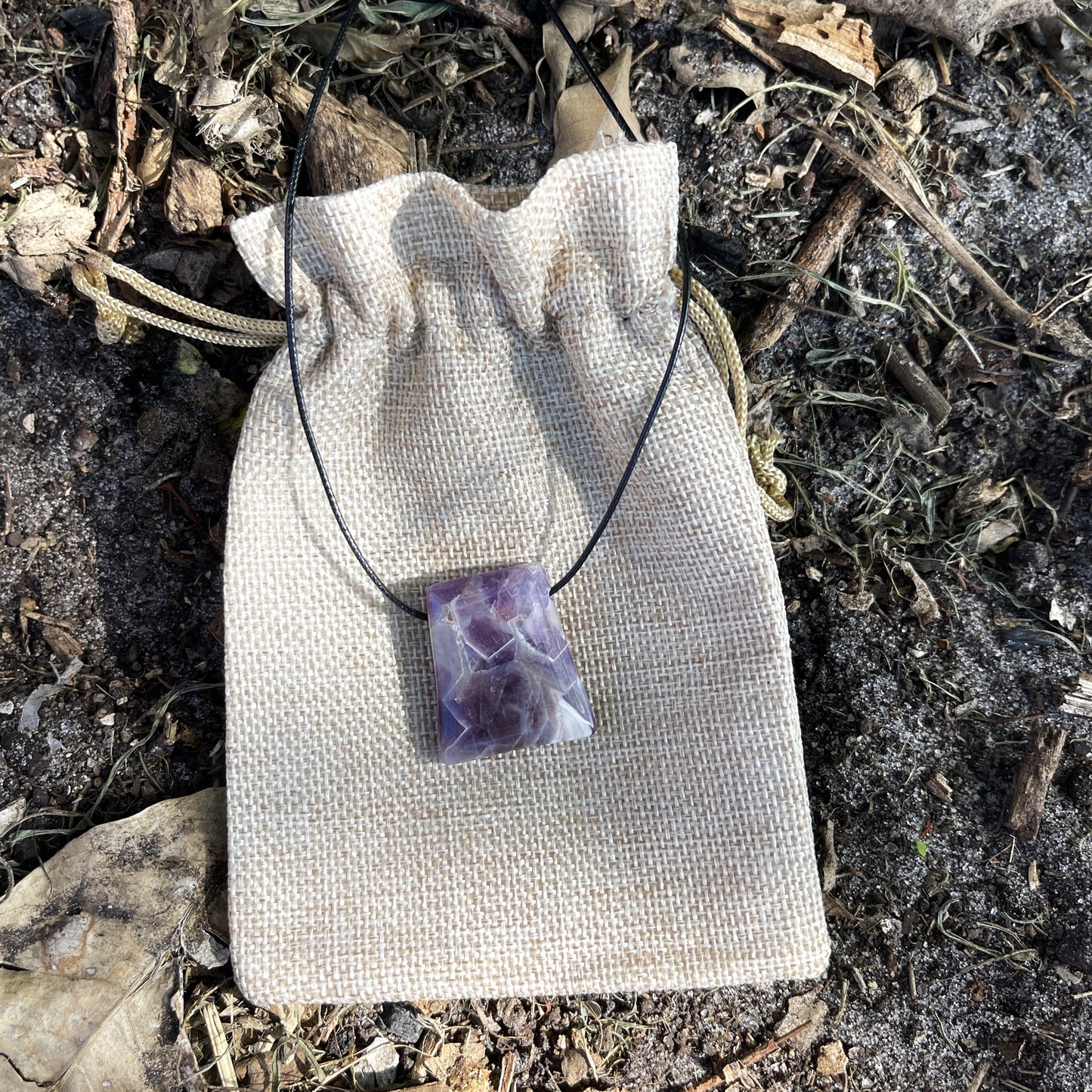 "Grape Hyacinth" Purple Chevron Amethyst Pendant Necklace