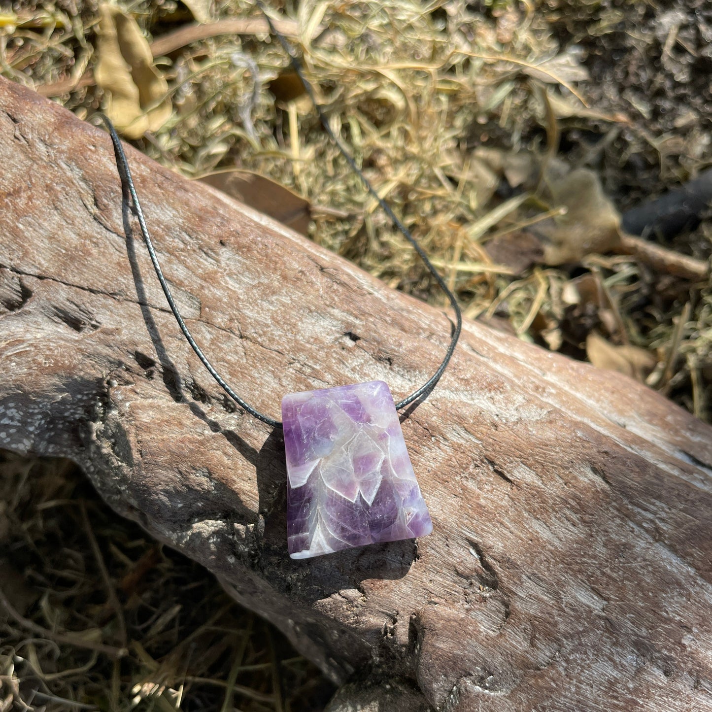 "Grape Hyacinth" Purple Chevron Amethyst Pendant Necklace