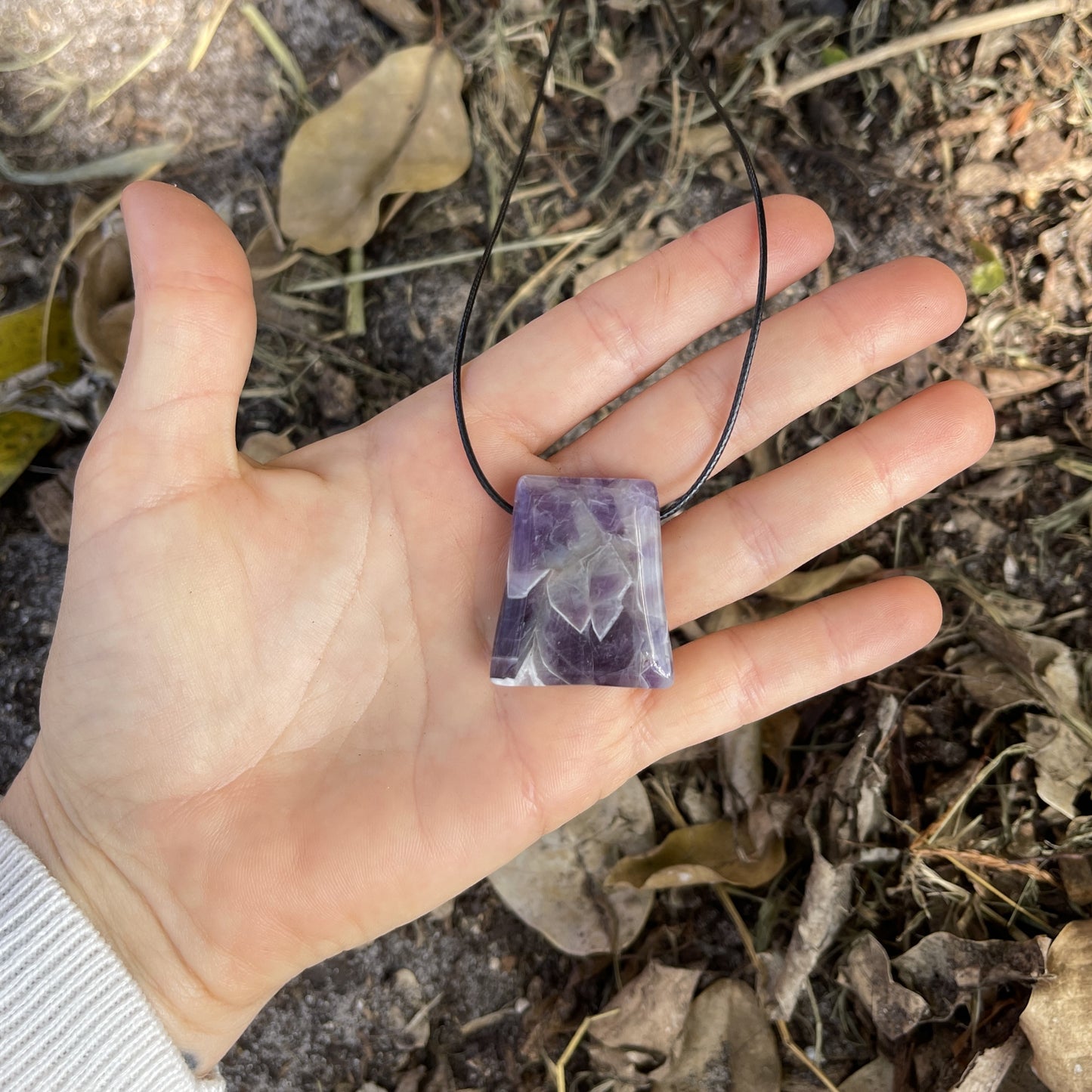 "Grape Hyacinth" Purple Chevron Amethyst Pendant Necklace