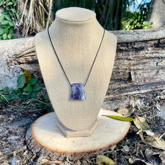 "Grape Hyacinth" Purple Chevron Amethyst Pendant Necklace