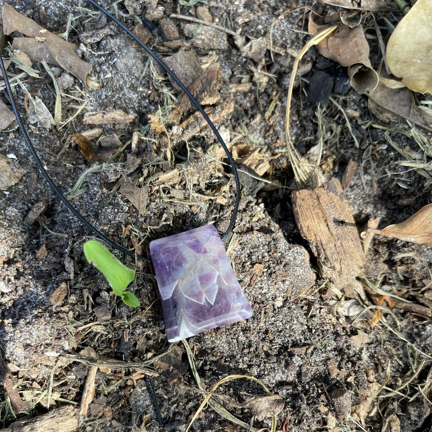 "Grape Hyacinth" Purple Chevron Amethyst Pendant Necklace