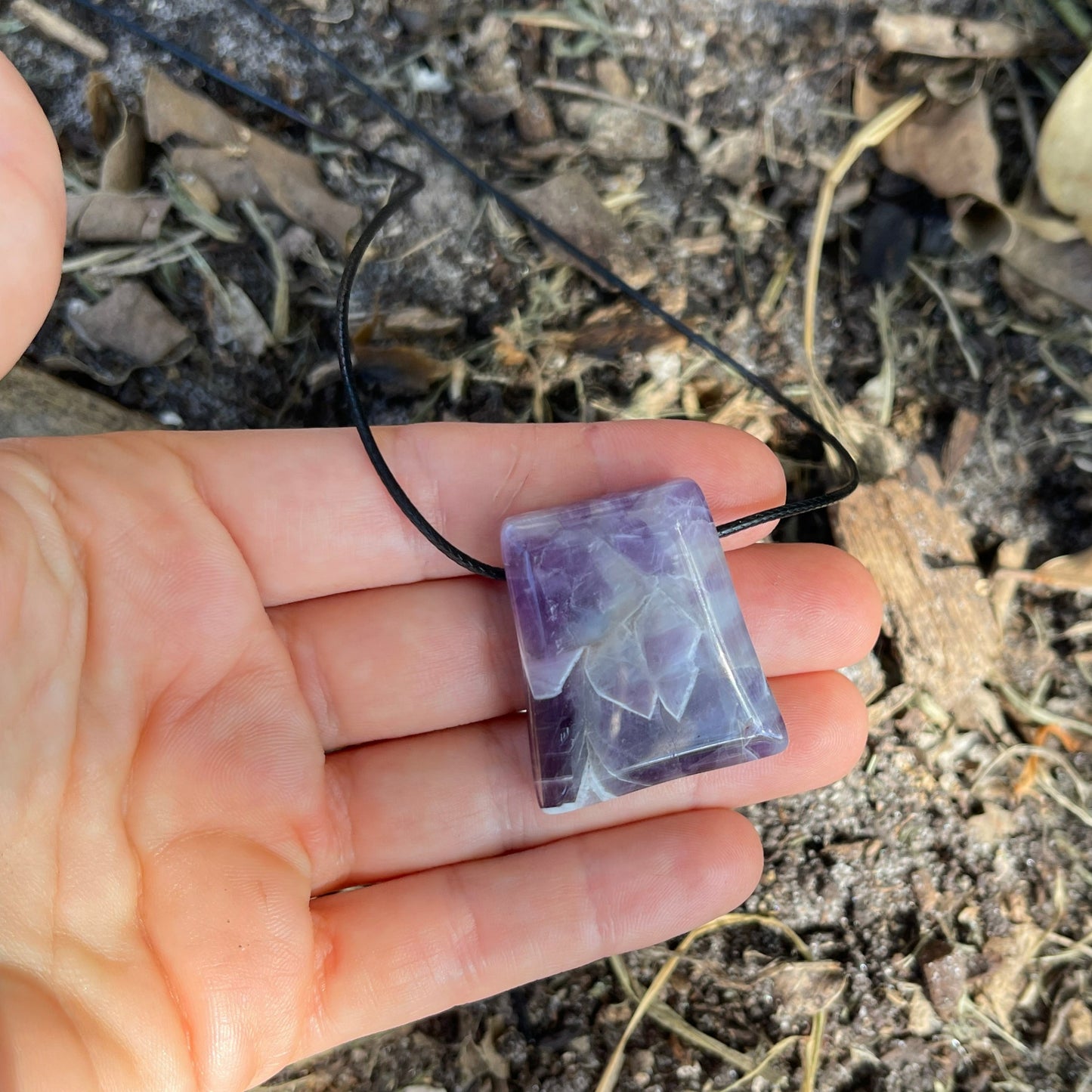 "Grape Hyacinth" Purple Chevron Amethyst Pendant Necklace