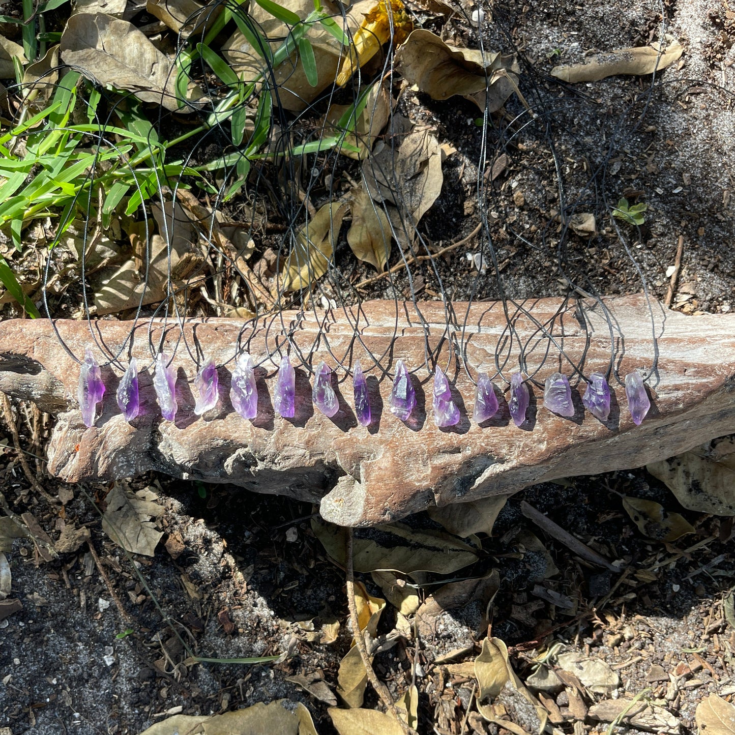 "Dark Matter" Raw Purple Amethyst Pendant On Cotton Necklace