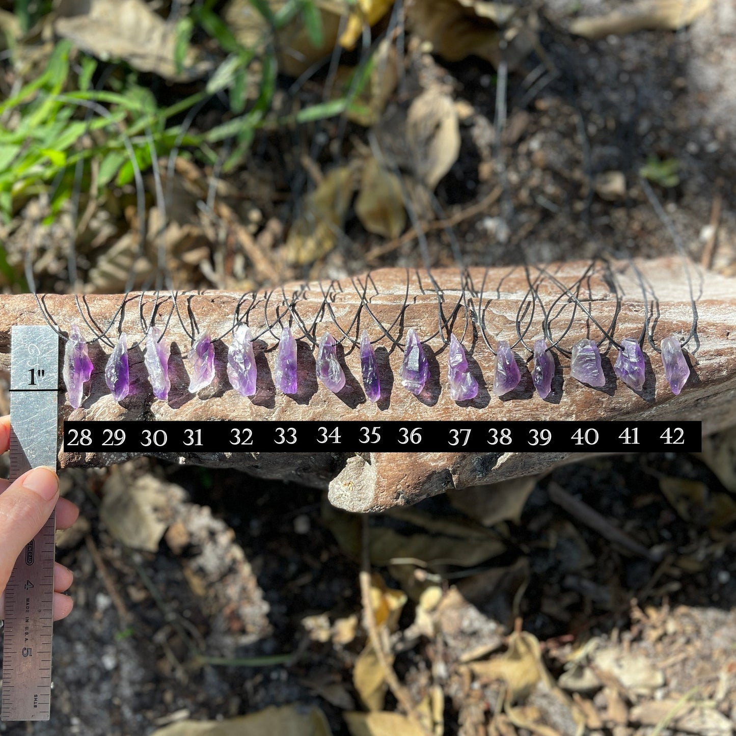 "Dark Matter" Raw Purple Amethyst Pendant On Cotton Necklace