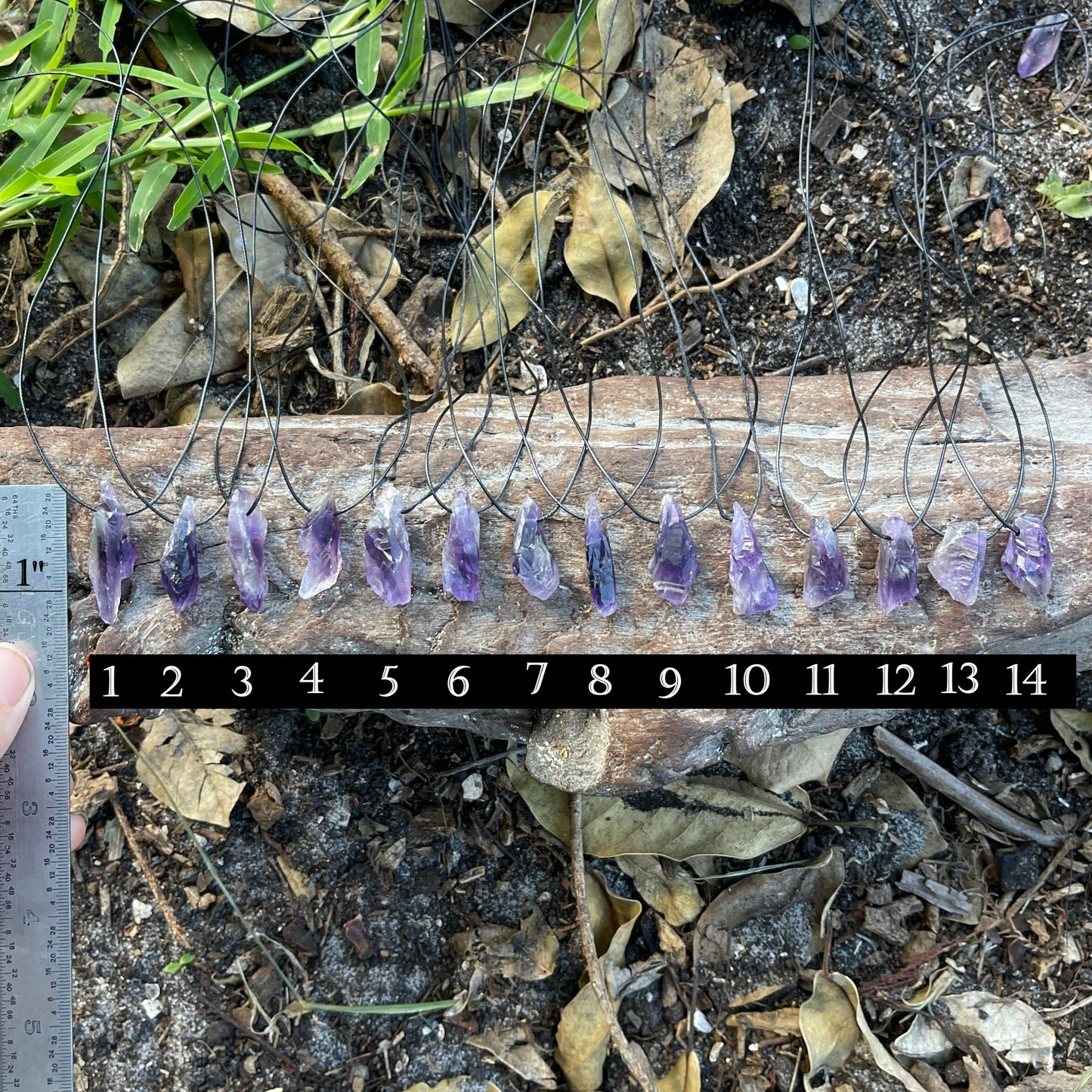 "Dark Matter" Raw Purple Amethyst Pendant On Cotton Necklace