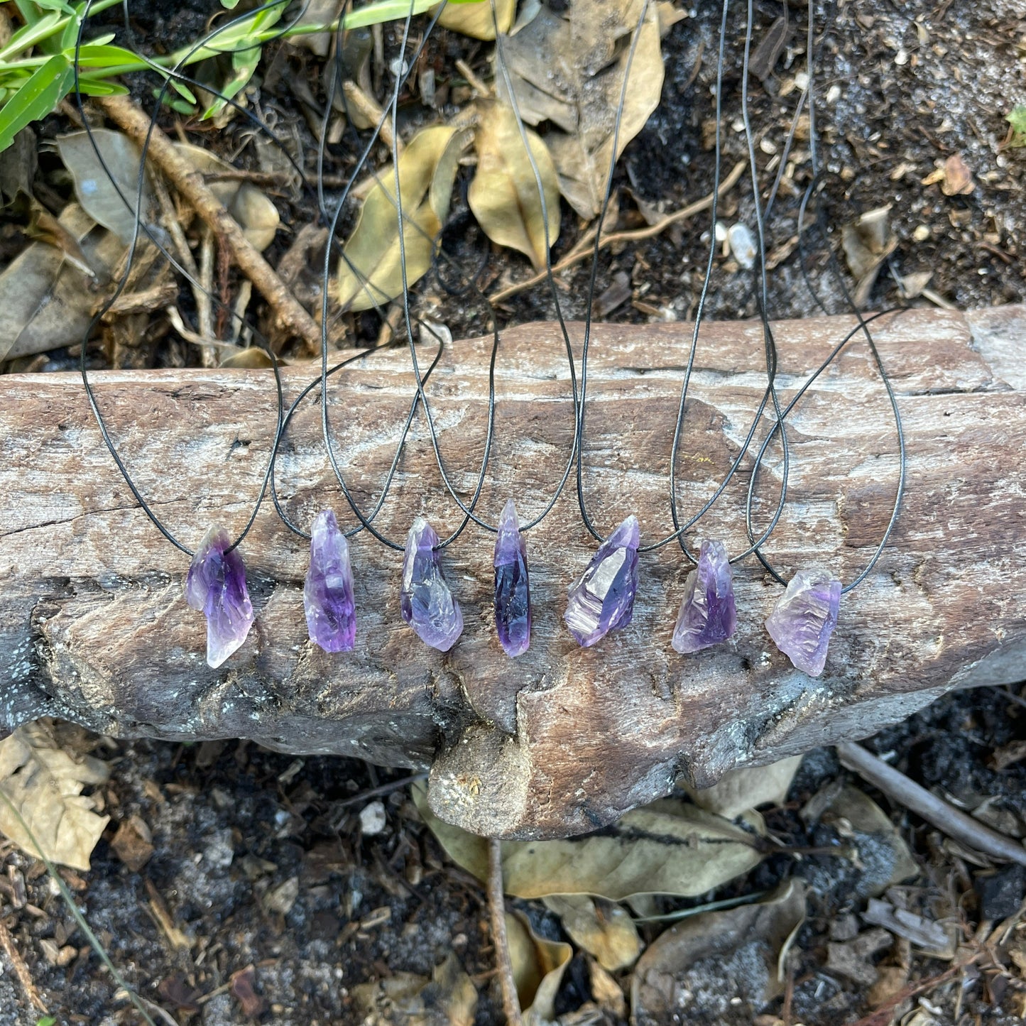 "Dark Matter" Raw Purple Amethyst Pendant On Cotton Necklace