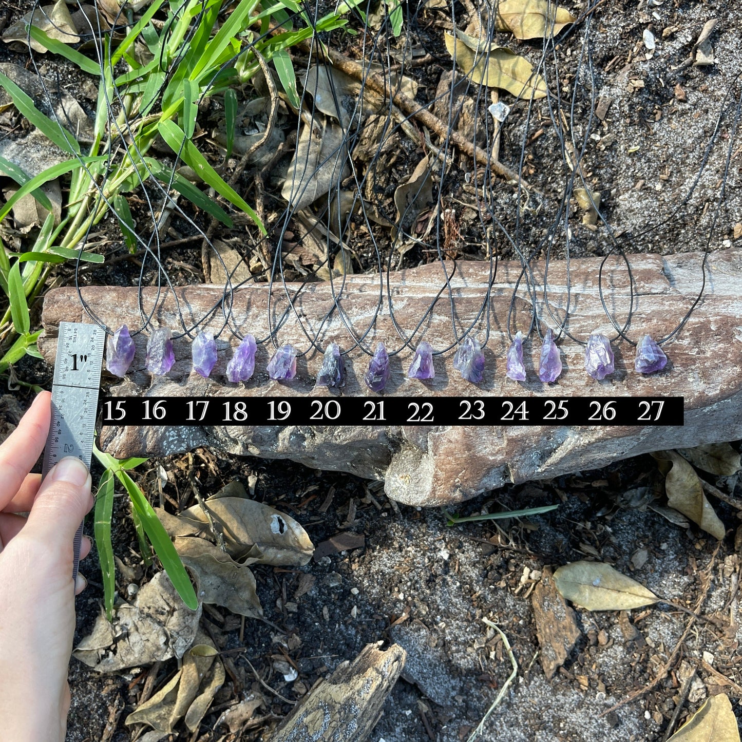 "Dark Matter" Raw Purple Amethyst Pendant On Cotton Necklace