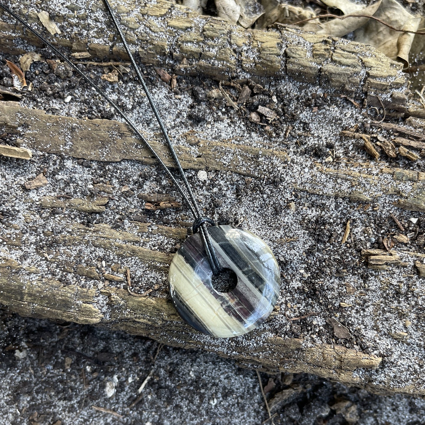 "The Study" Silverleaf Jasper Pi Stone Donut Pendant Necklace