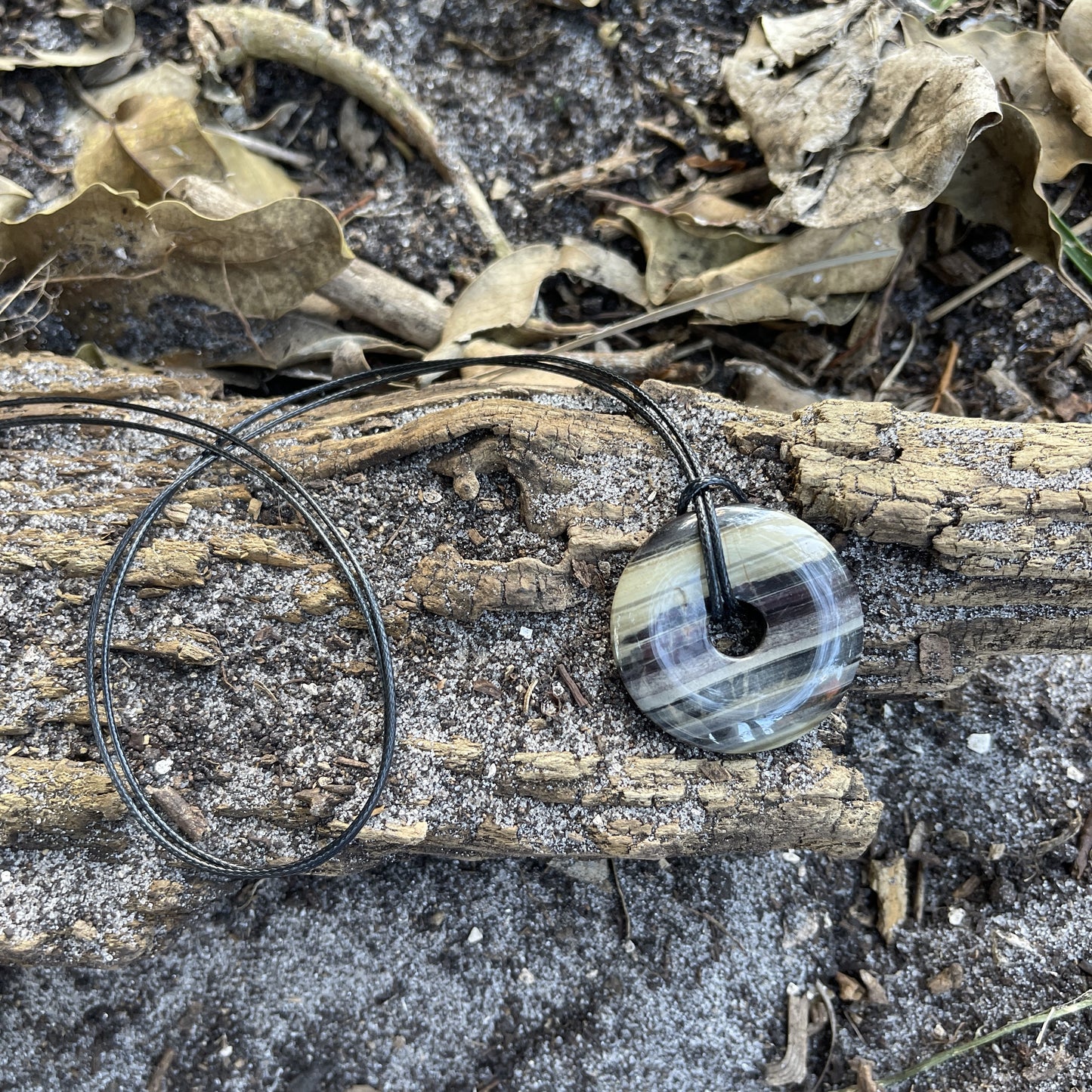 "The Study" Silverleaf Jasper Pi Stone Donut Pendant Necklace