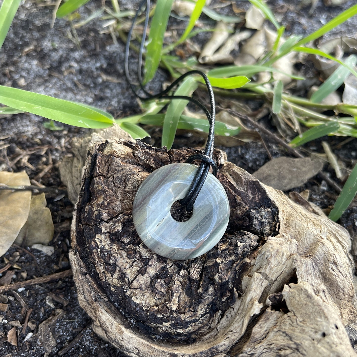 "The Study" Silverleaf Jasper Pi Stone Donut Pendant Necklace