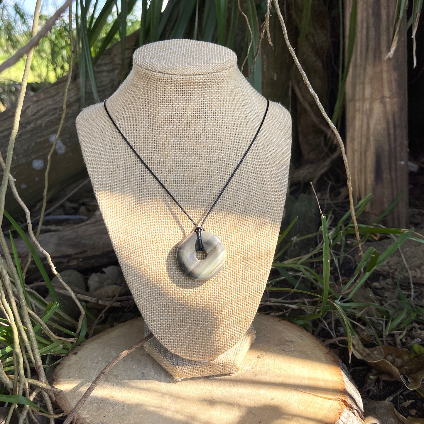 "The Study" Silverleaf Jasper Pi Stone Donut Pendant Necklace