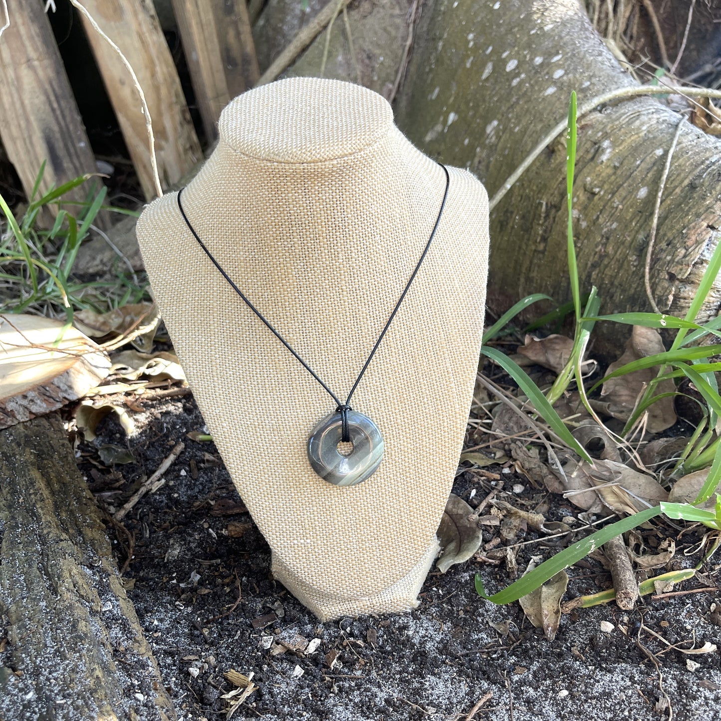 "The Study" Silverleaf Jasper Pi Stone Donut Pendant Necklace