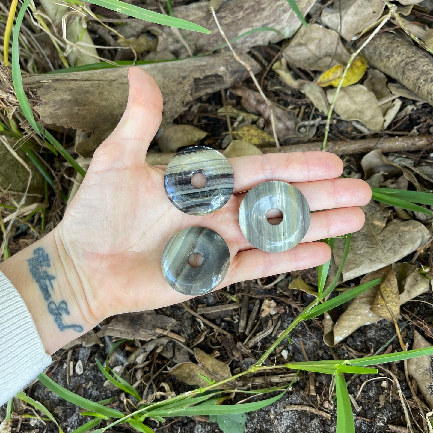 "The Study" Silverleaf Jasper Pi Stone Donut Pendant Necklace