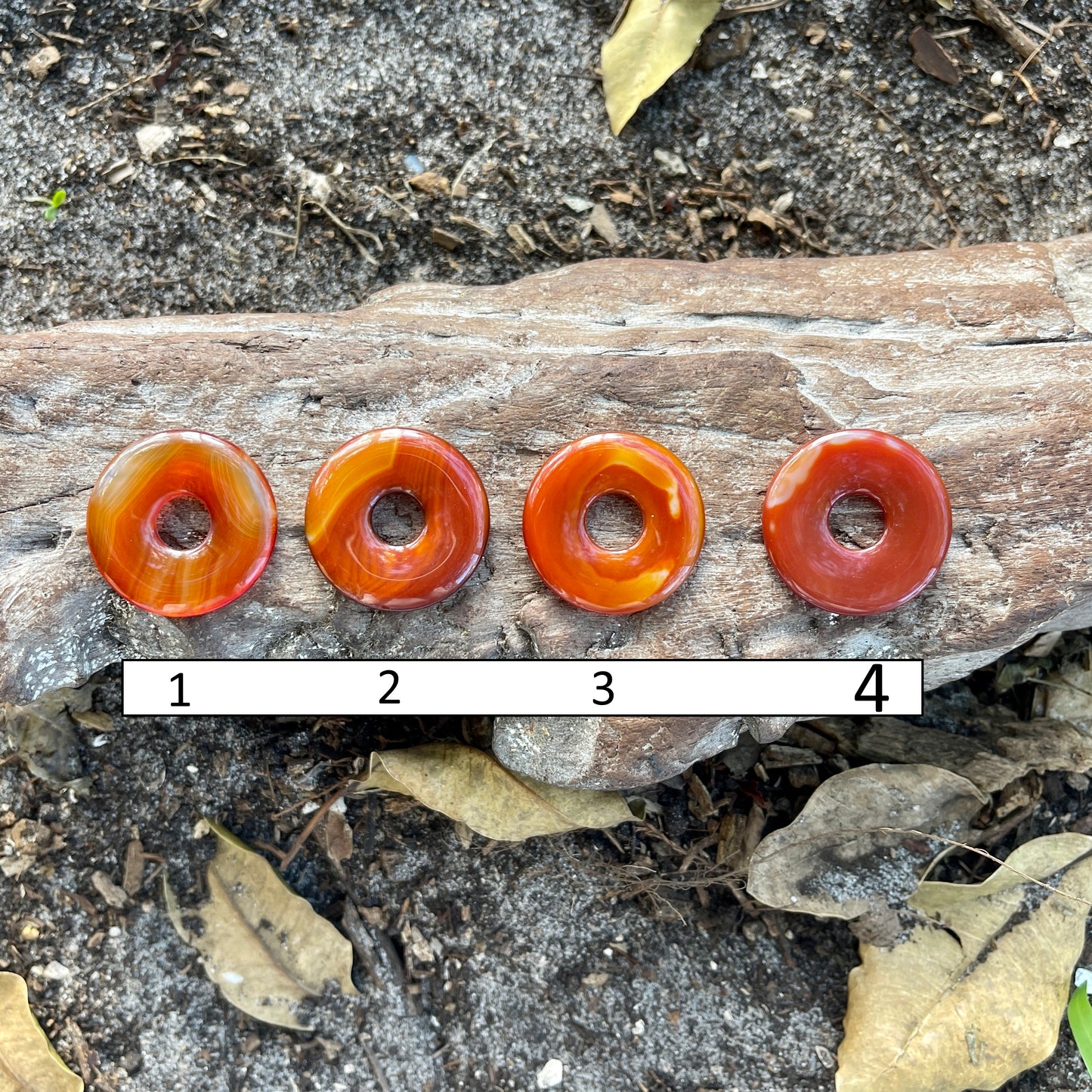 "Close Encounter" Orange Fire Carnelian Donut Cotton Necklace