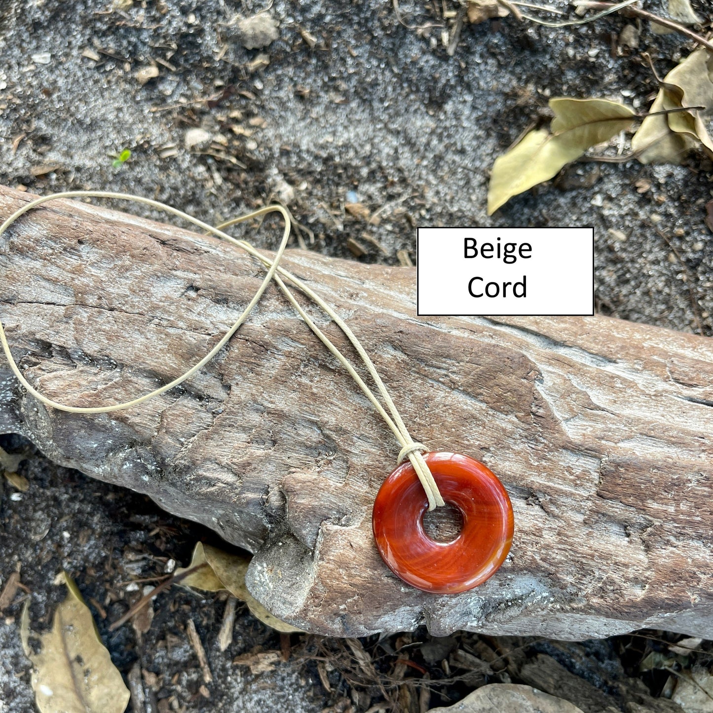 "Close Encounter" Orange Fire Carnelian Donut Cotton Necklace