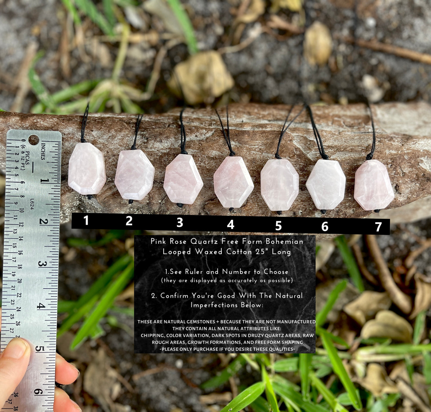 "Lovebomb" Pink Rose Quartz Bohemian Stone Cotton Looped Necklace