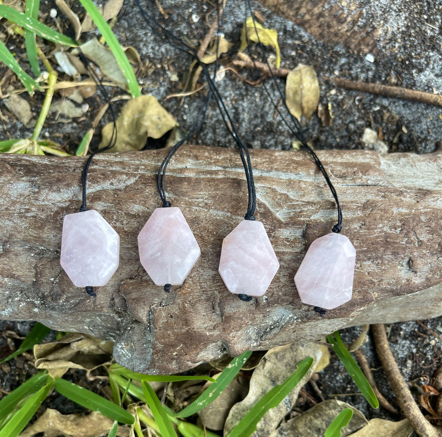 "Lovebomb" Pink Rose Quartz Bohemian Stone Cotton Looped Necklace