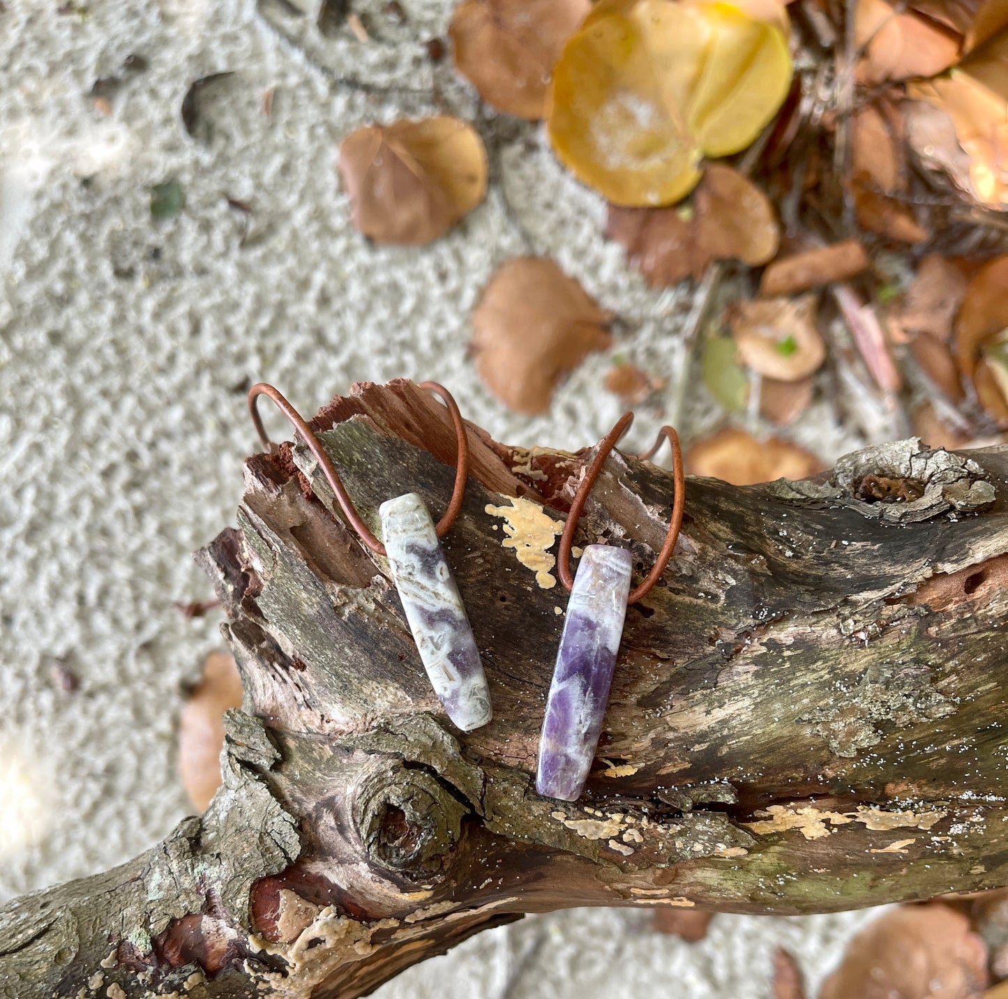 "Panchromatic" Purple Chevron Amethyst Leather Necklace