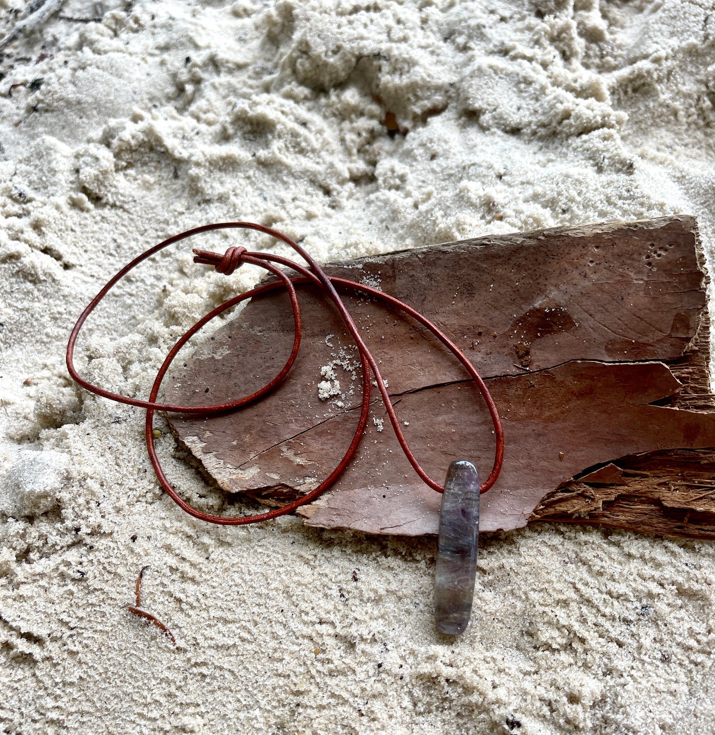 "Panchromatic" Purple Chevron Amethyst Leather Necklace