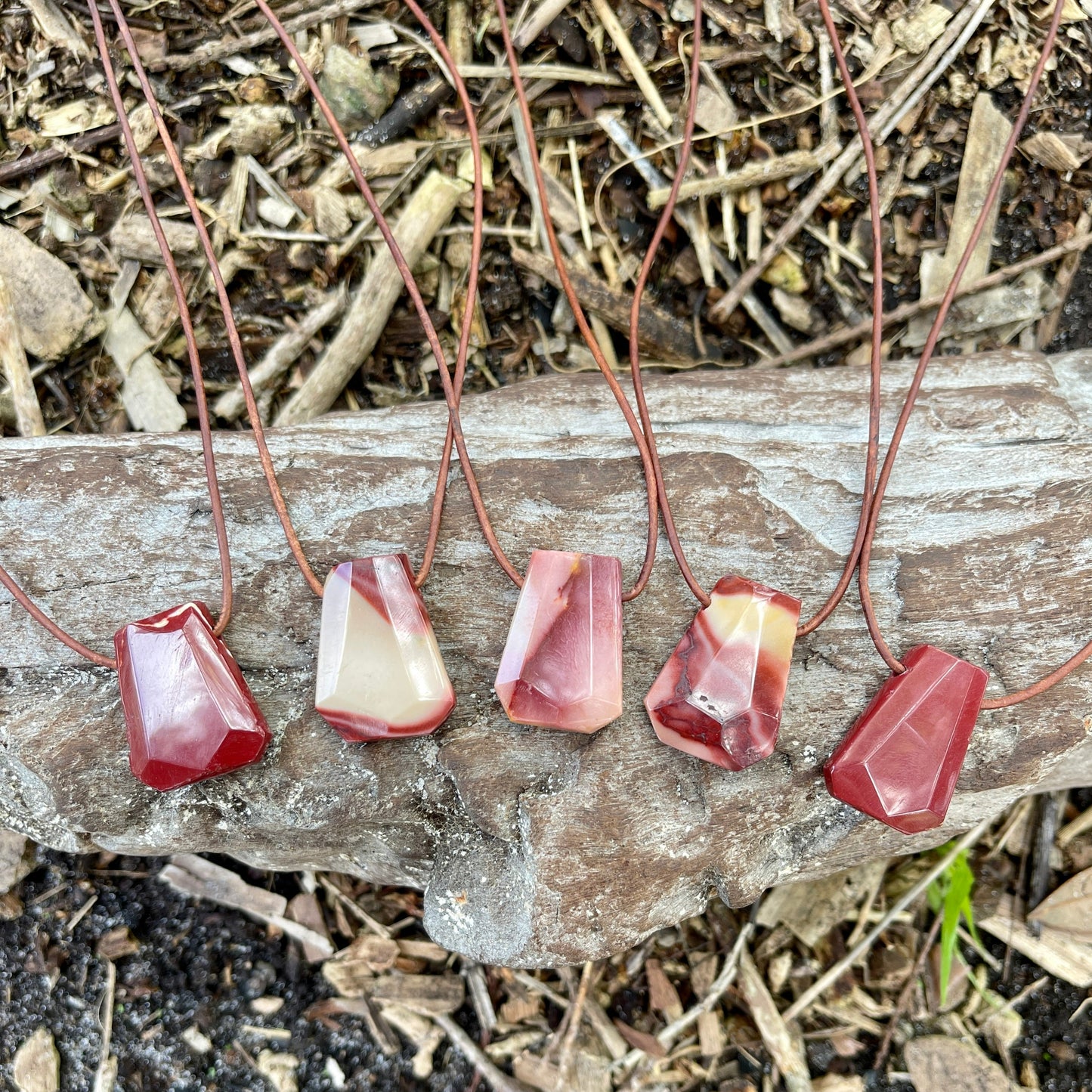 "Noah's Hope" Mookaite Jasper Natural Trapezoid Leather Cord