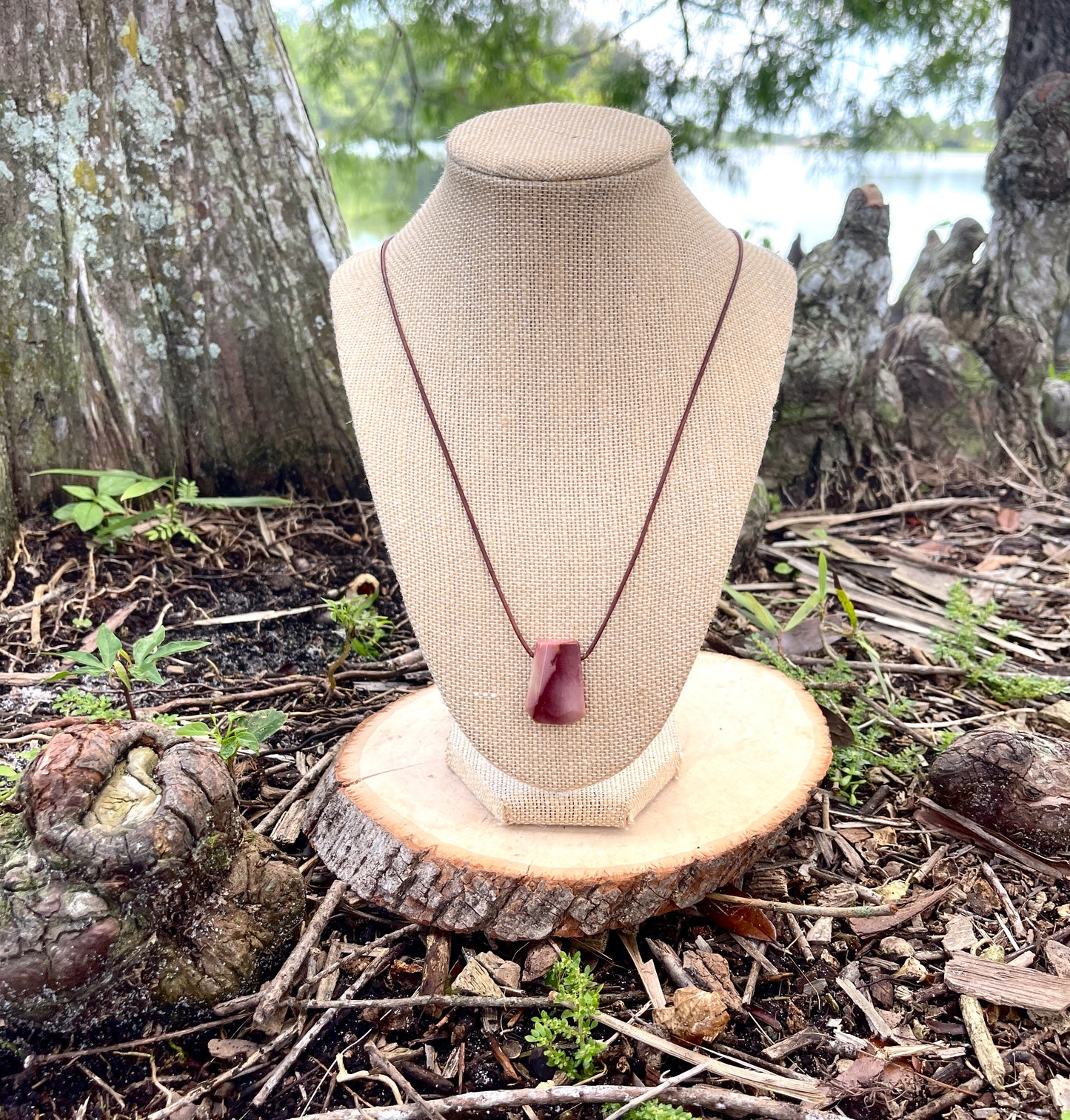 "Noah's Hope" Mookaite Jasper Natural Trapezoid Leather Cord