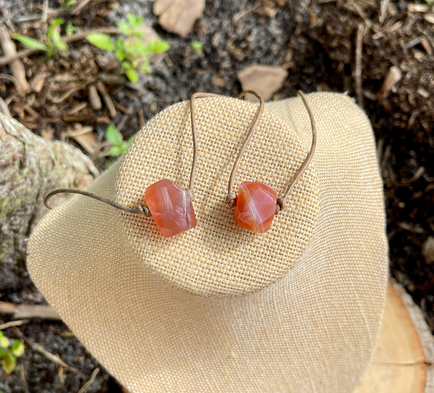 "Solar Flare" Fire Sardonyx Leather Necklace