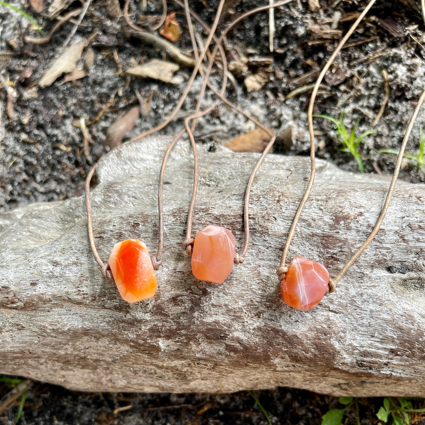 "Solar Flare" Fire Sardonyx Leather Necklace