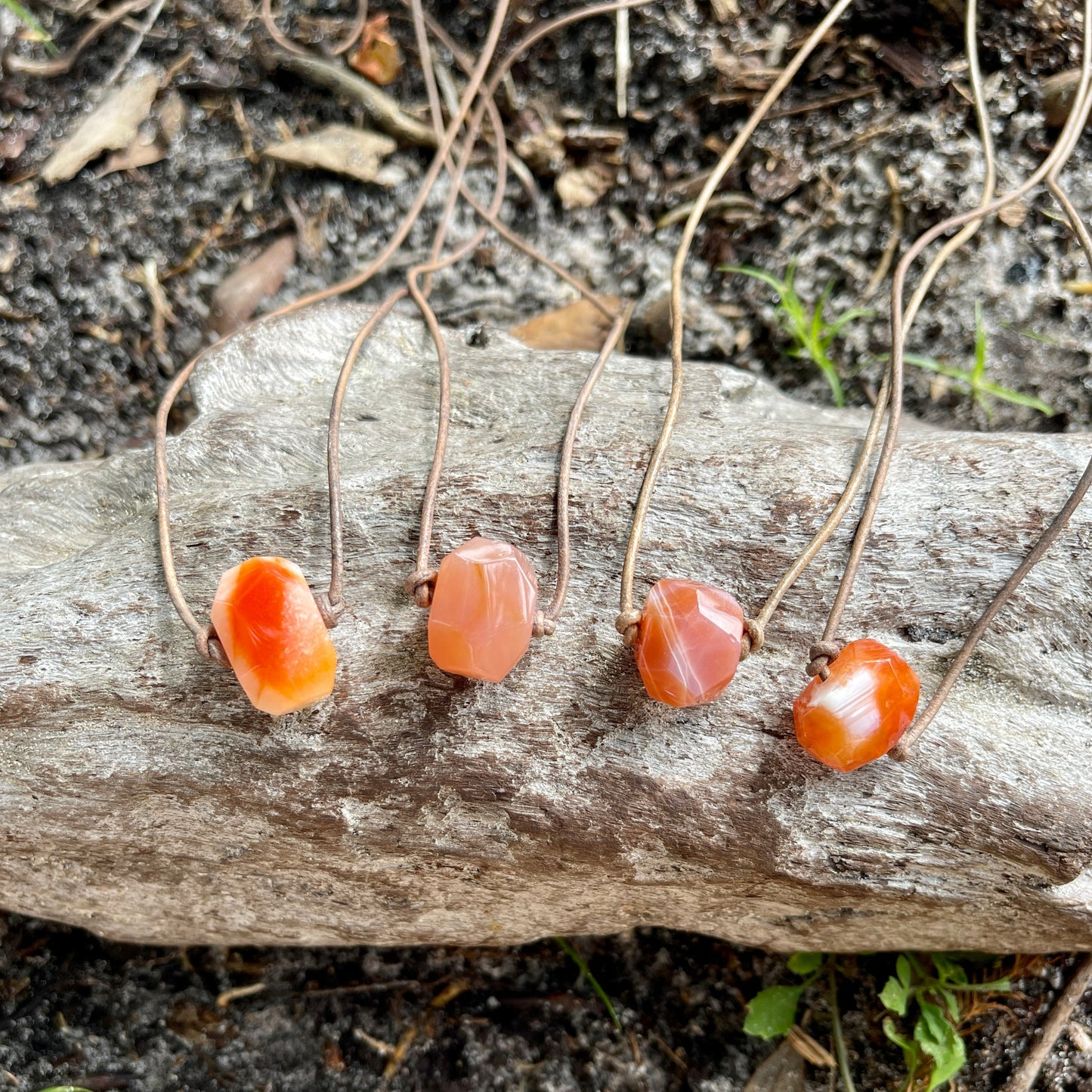 "Solar Flare" Fire Sardonyx Leather Necklace