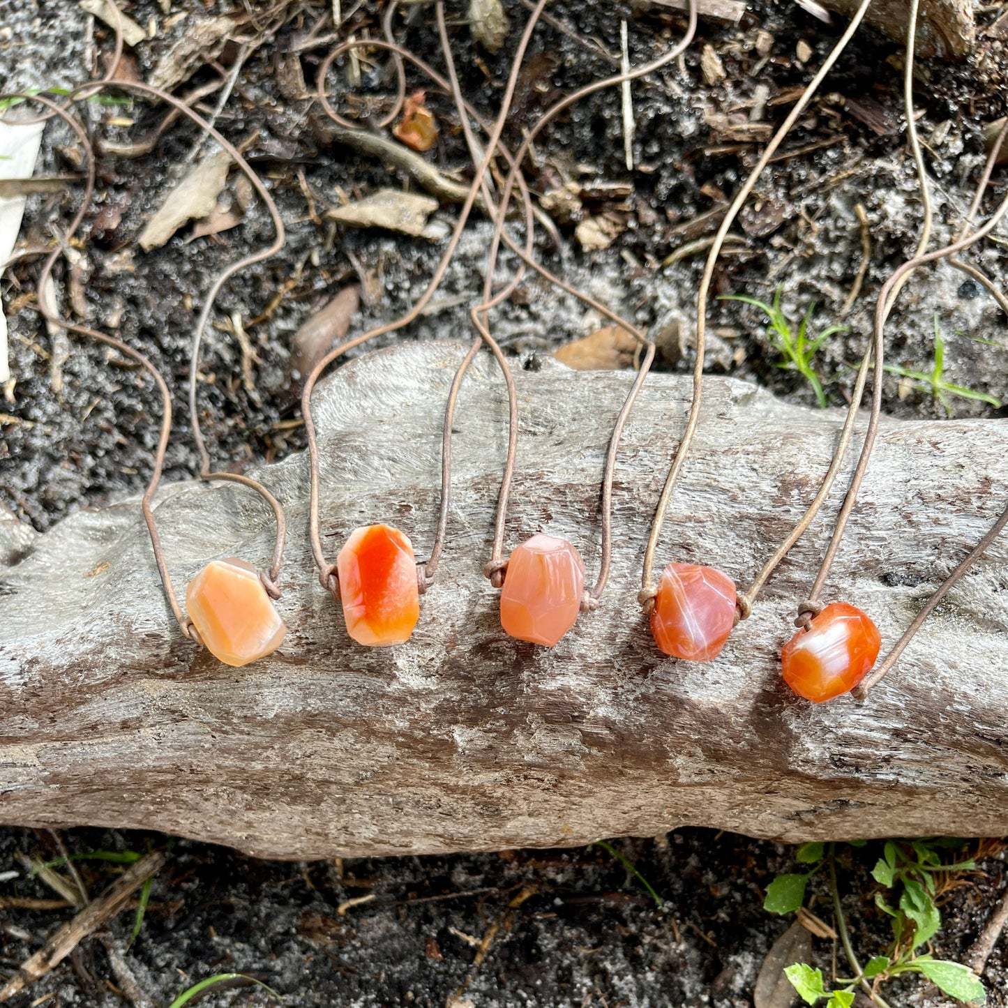 "Solar Flare" Fire Sardonyx Leather Necklace