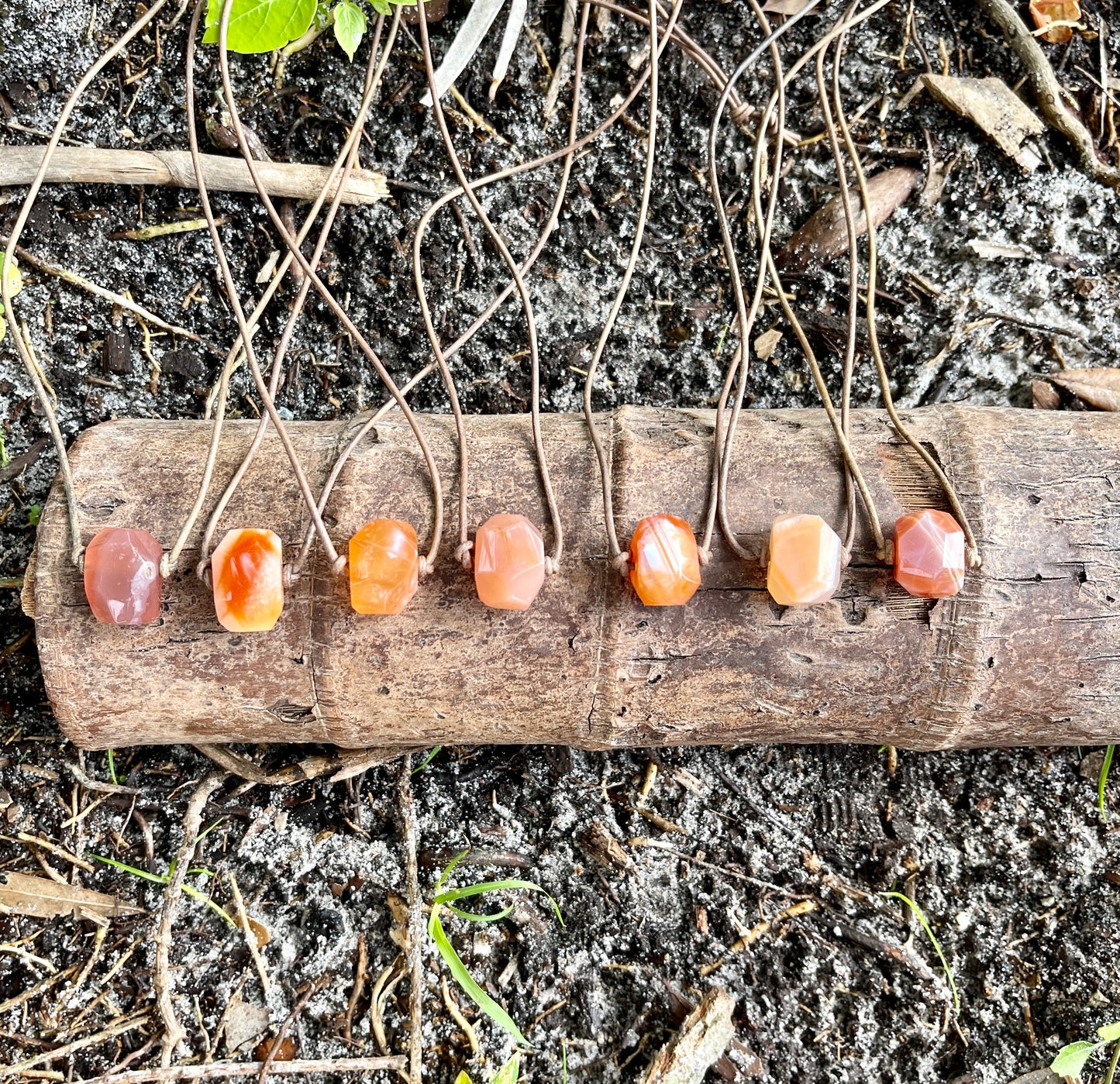 "Solar Flare" Fire Sardonyx Leather Necklace