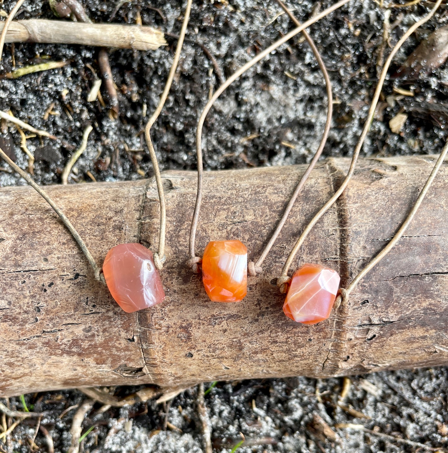 "Solar Flare" Fire Sardonyx Leather Necklace