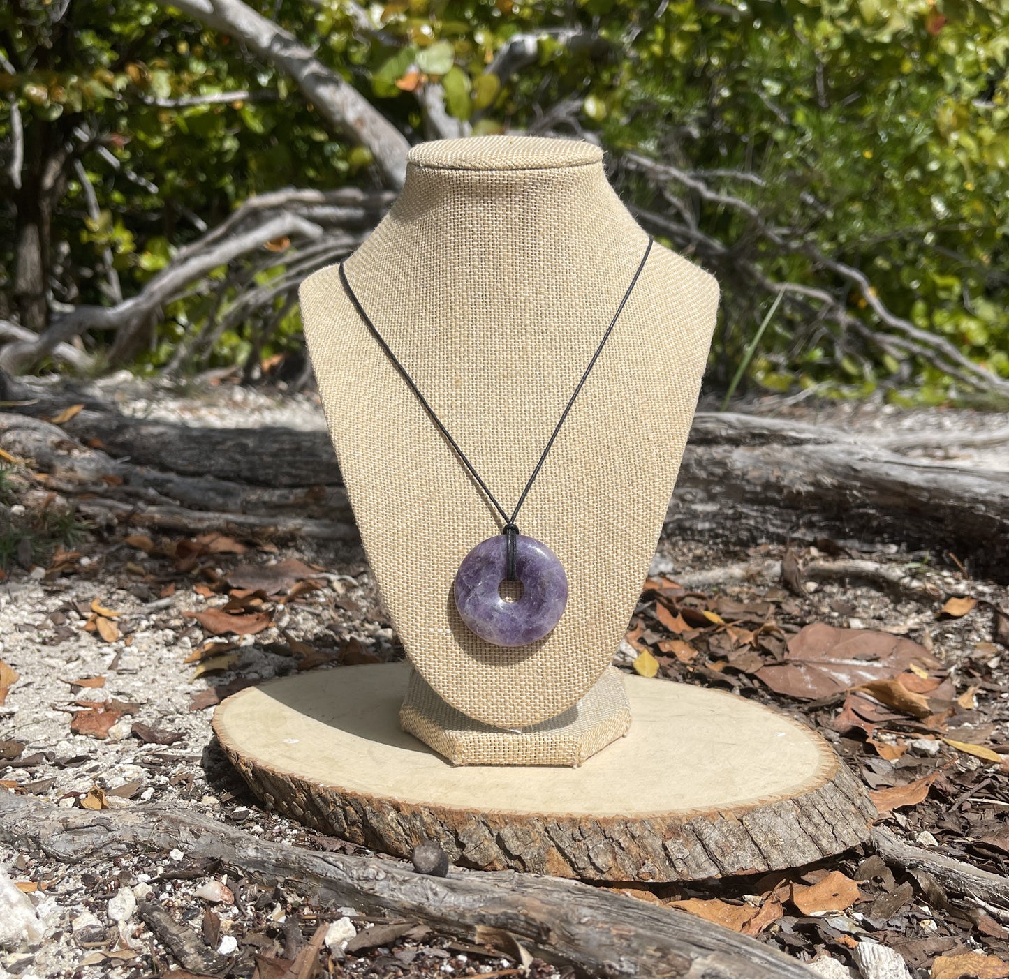 "WanderLove" Purple Chevron Amethyst Bohemian Donut Necklace