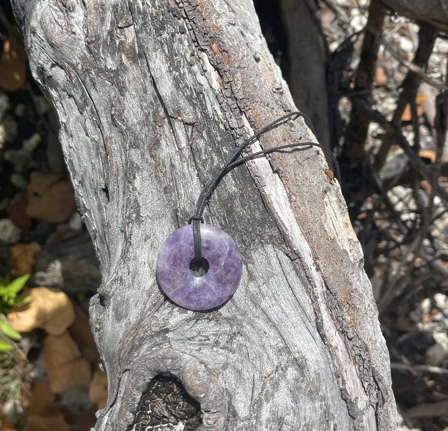 "WanderLove" Purple Chevron Amethyst Bohemian Donut Necklace