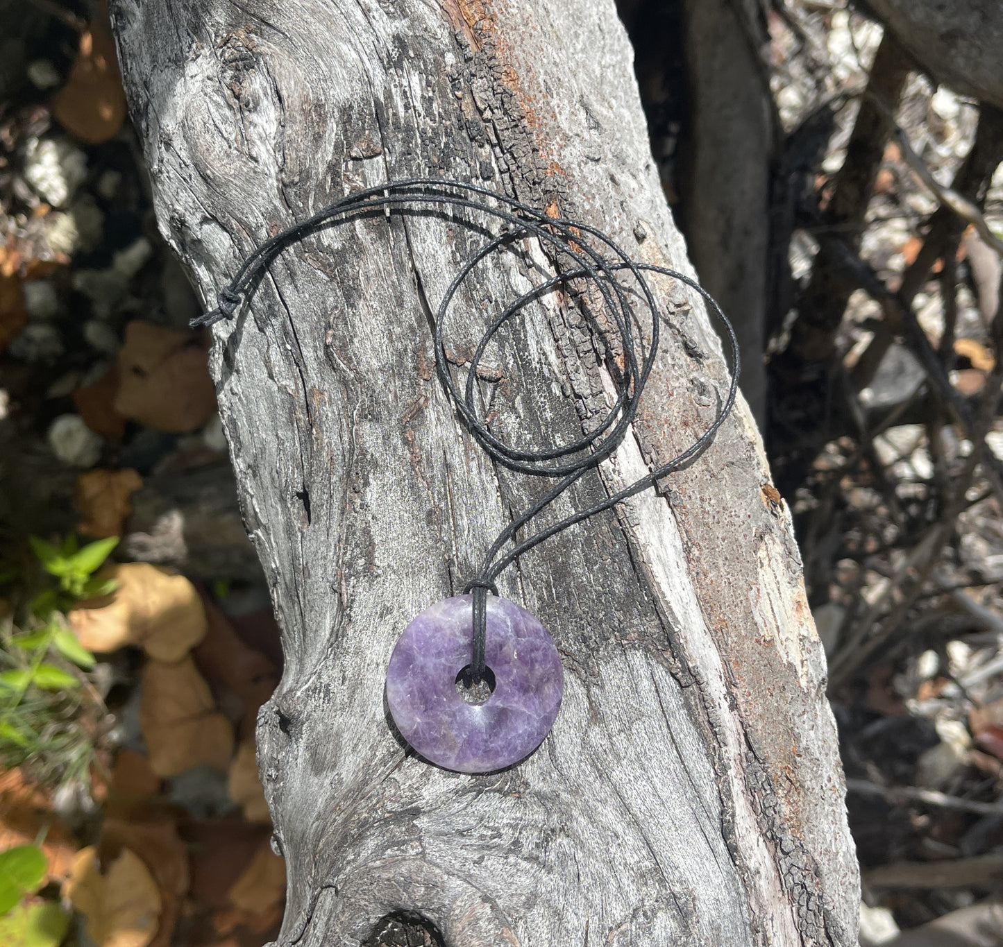 "WanderLove" Purple Chevron Amethyst Bohemian Donut Necklace