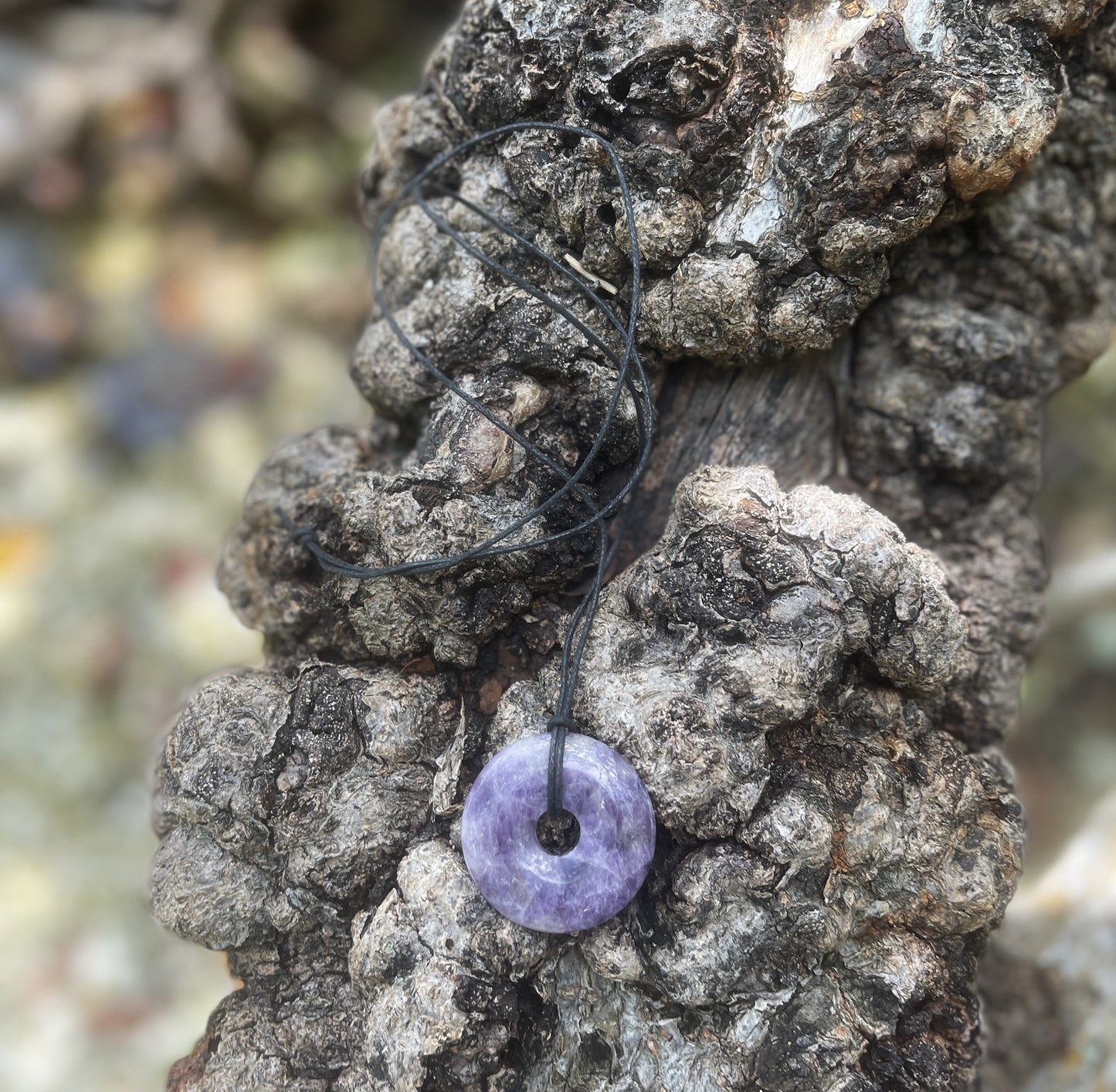 "WanderLove" Purple Chevron Amethyst Bohemian Donut Necklace