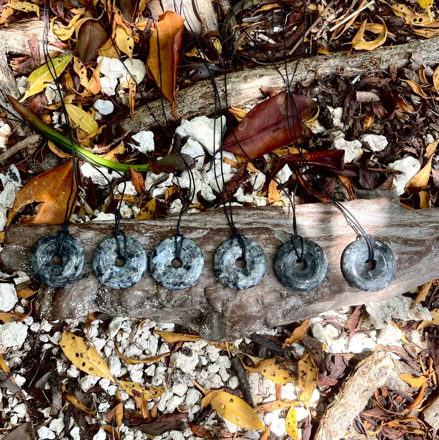 "End of the Galaxy" Larvikite Norwegian Moonstone Donut Necklace