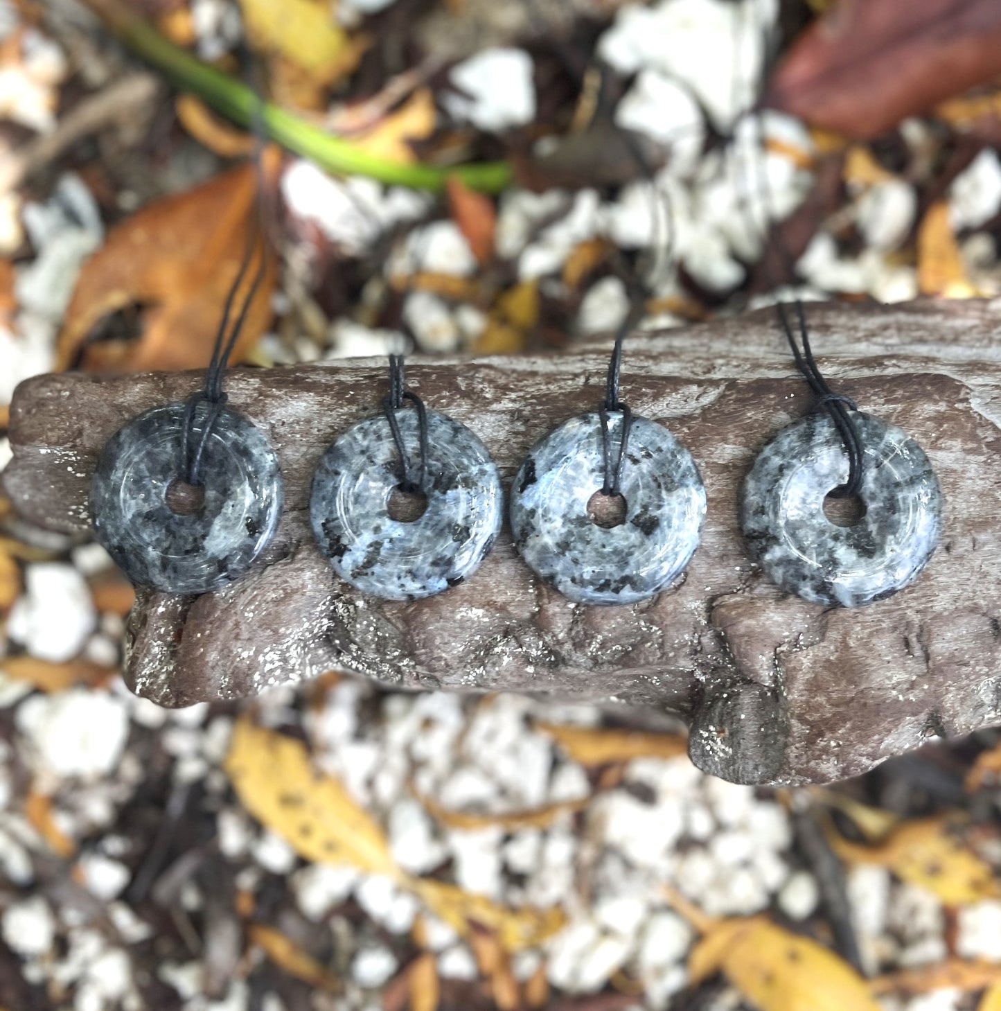 "End of the Galaxy" Larvikite Norwegian Moonstone Donut Necklace