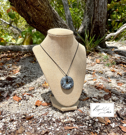 "End of the Galaxy" Larvikite Norwegian Moonstone Donut Necklace