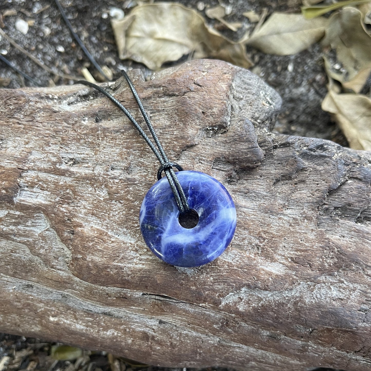 blue sodalite pi stone donut pendant necklace