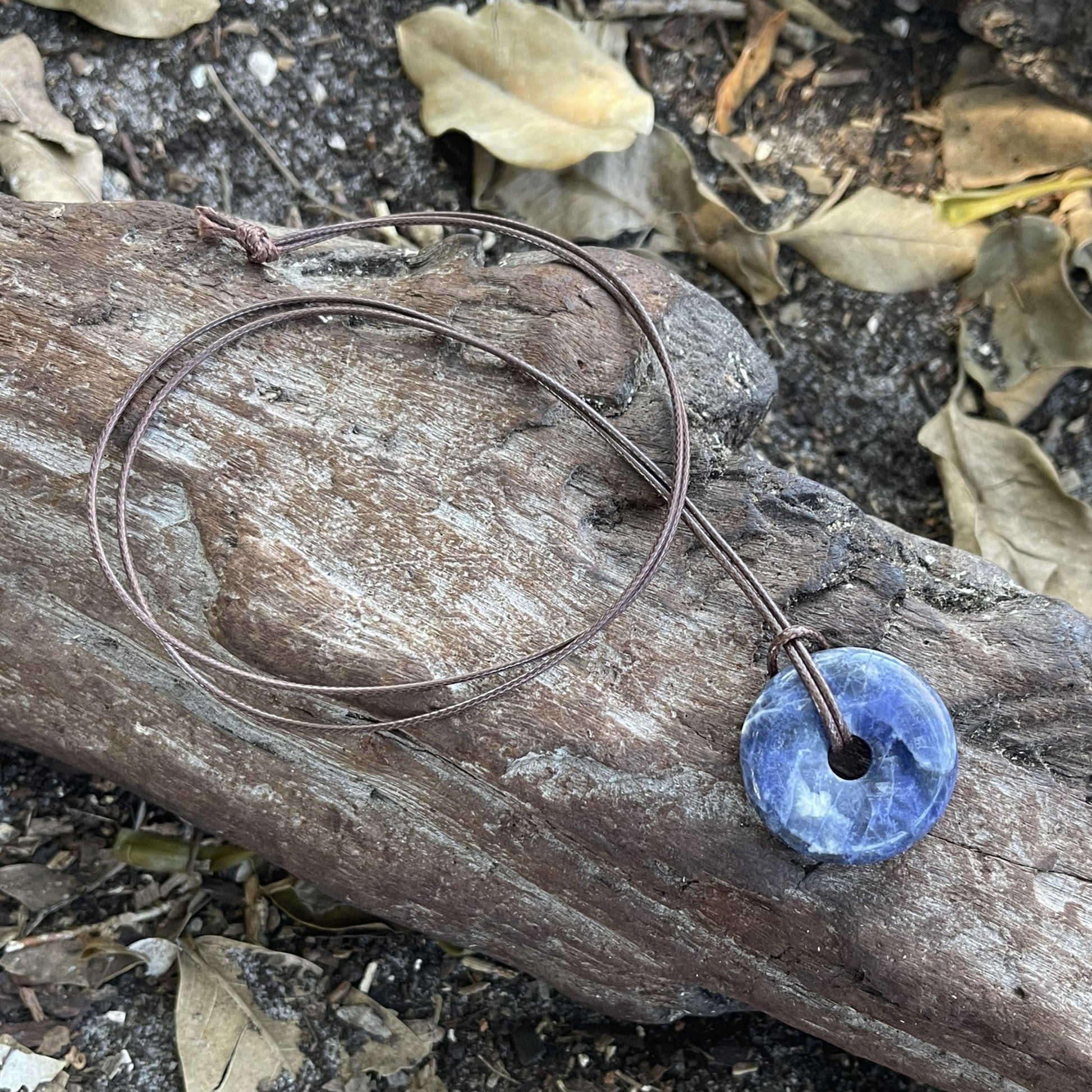 genuine sodalite circle pendant necklace