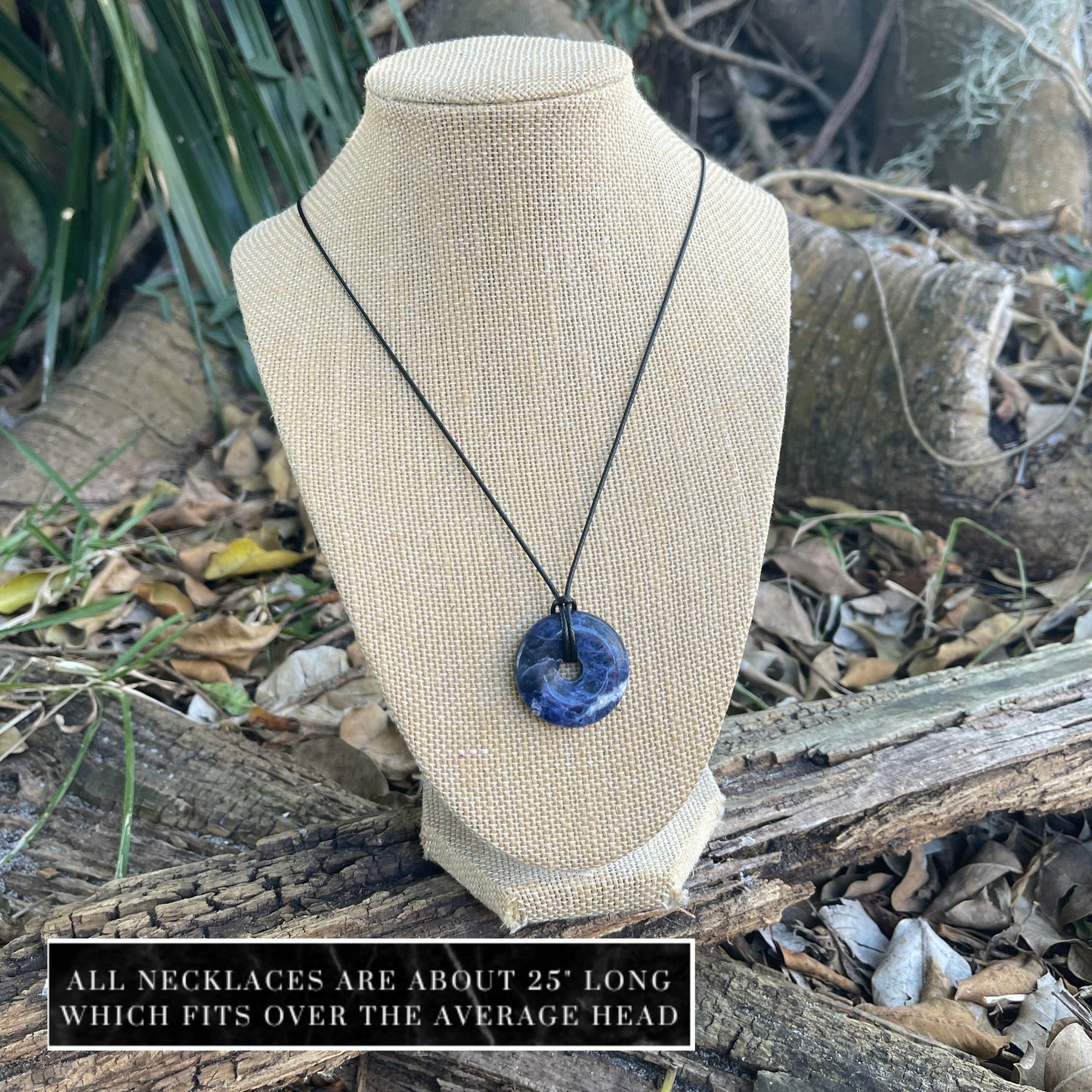 natural blue sodalite donut pendant necklace