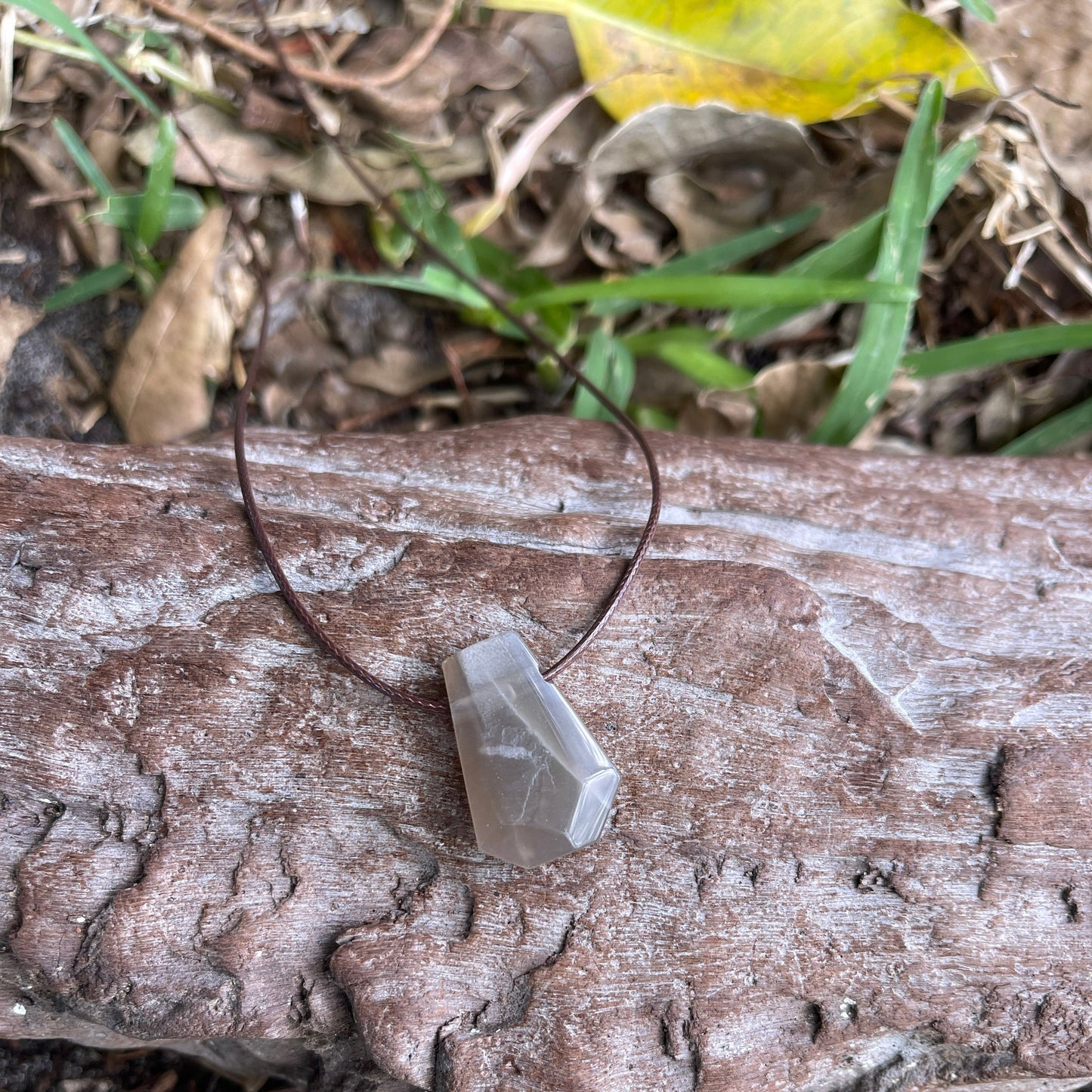 "Monsoon" Smokey Brown Moonstone Trapezoid Necklace