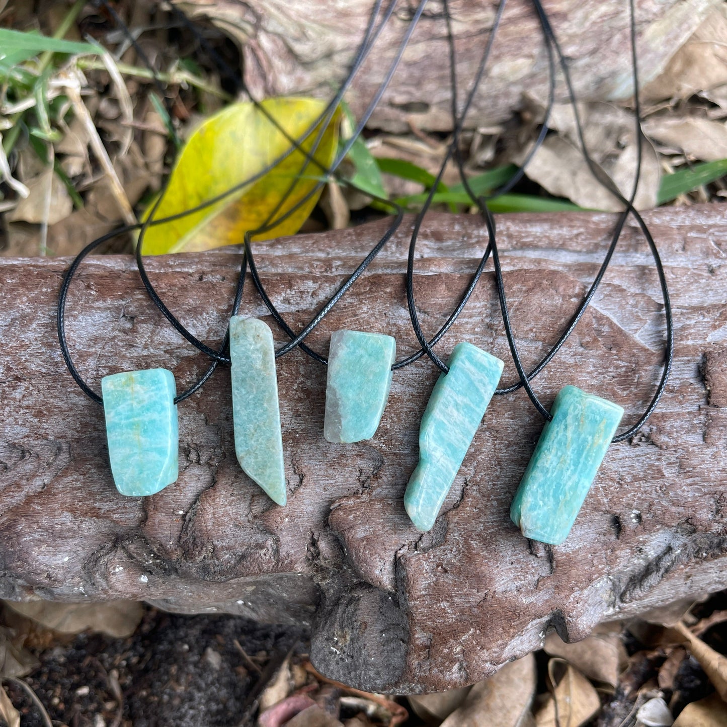 "Aqueous Transitions" Peruvian Amazonite Cotton Necklace