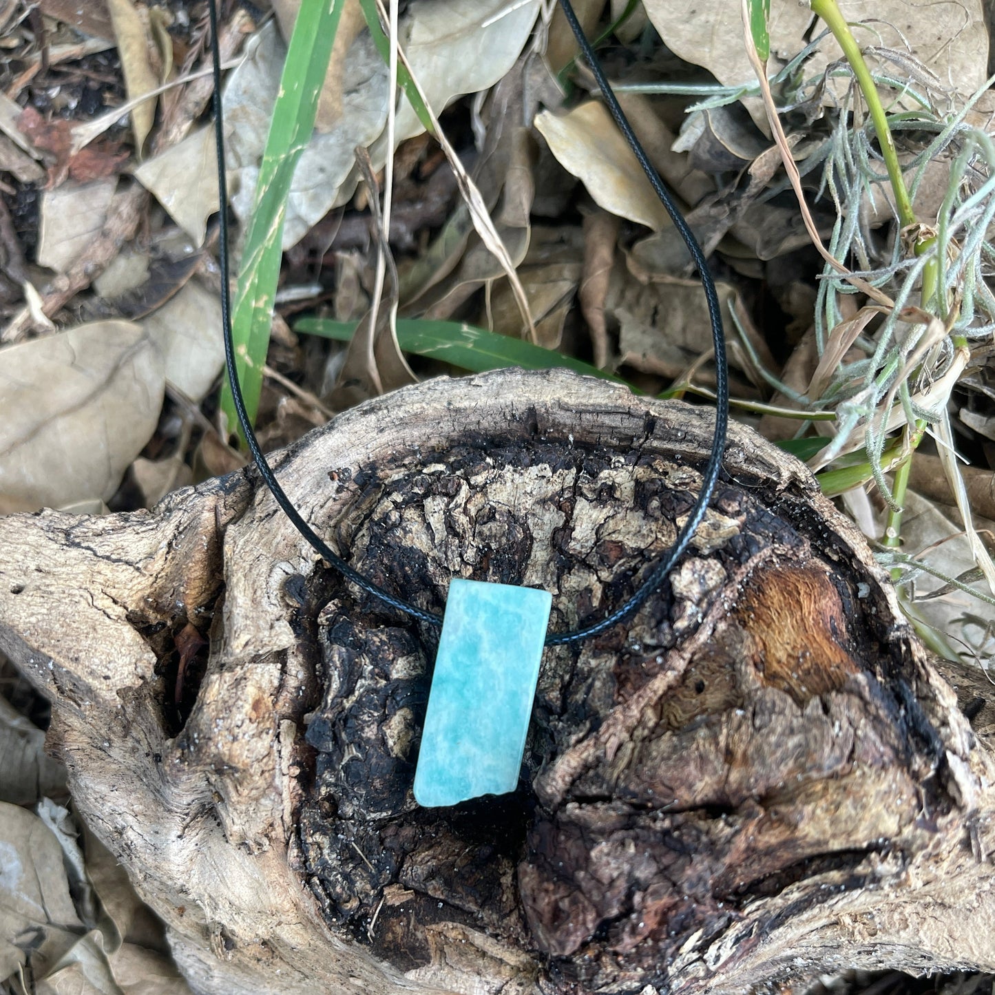 "Aqueous Transitions" Peruvian Amazonite Cotton Necklace