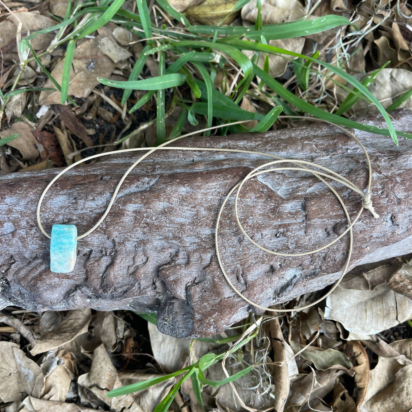 "Aqueous Transitions" Peruvian Amazonite Cotton Necklace