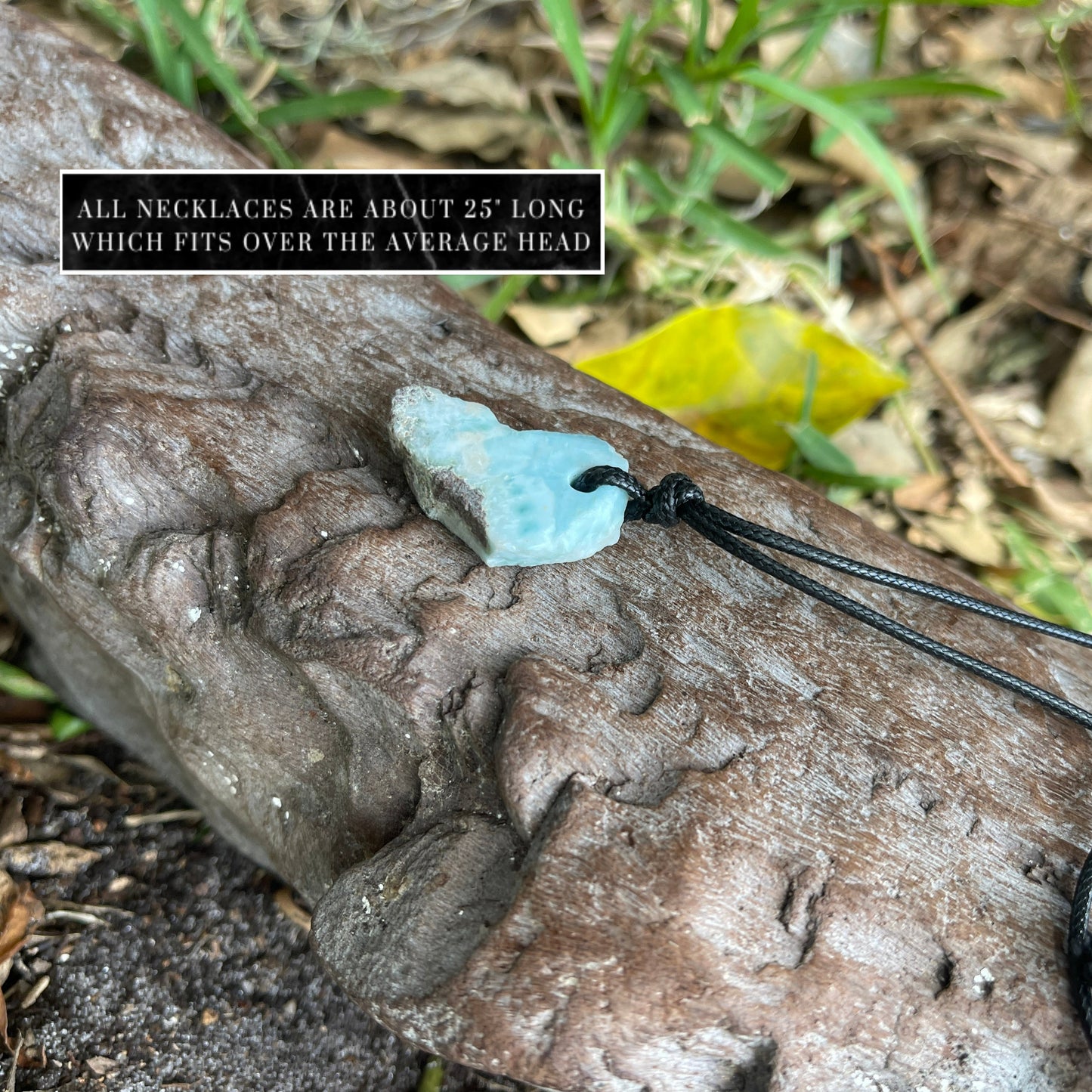 "Prehistory's Secret" Dominican Larimar Pendant Cotton Necklace